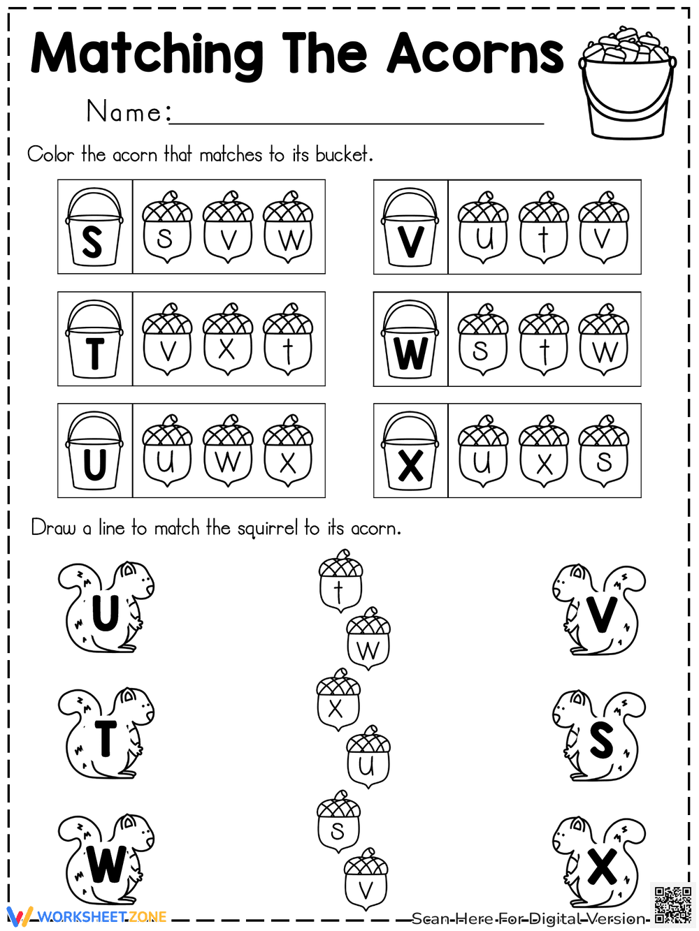 Fall Acorns Matching Letters Activity - Page 4