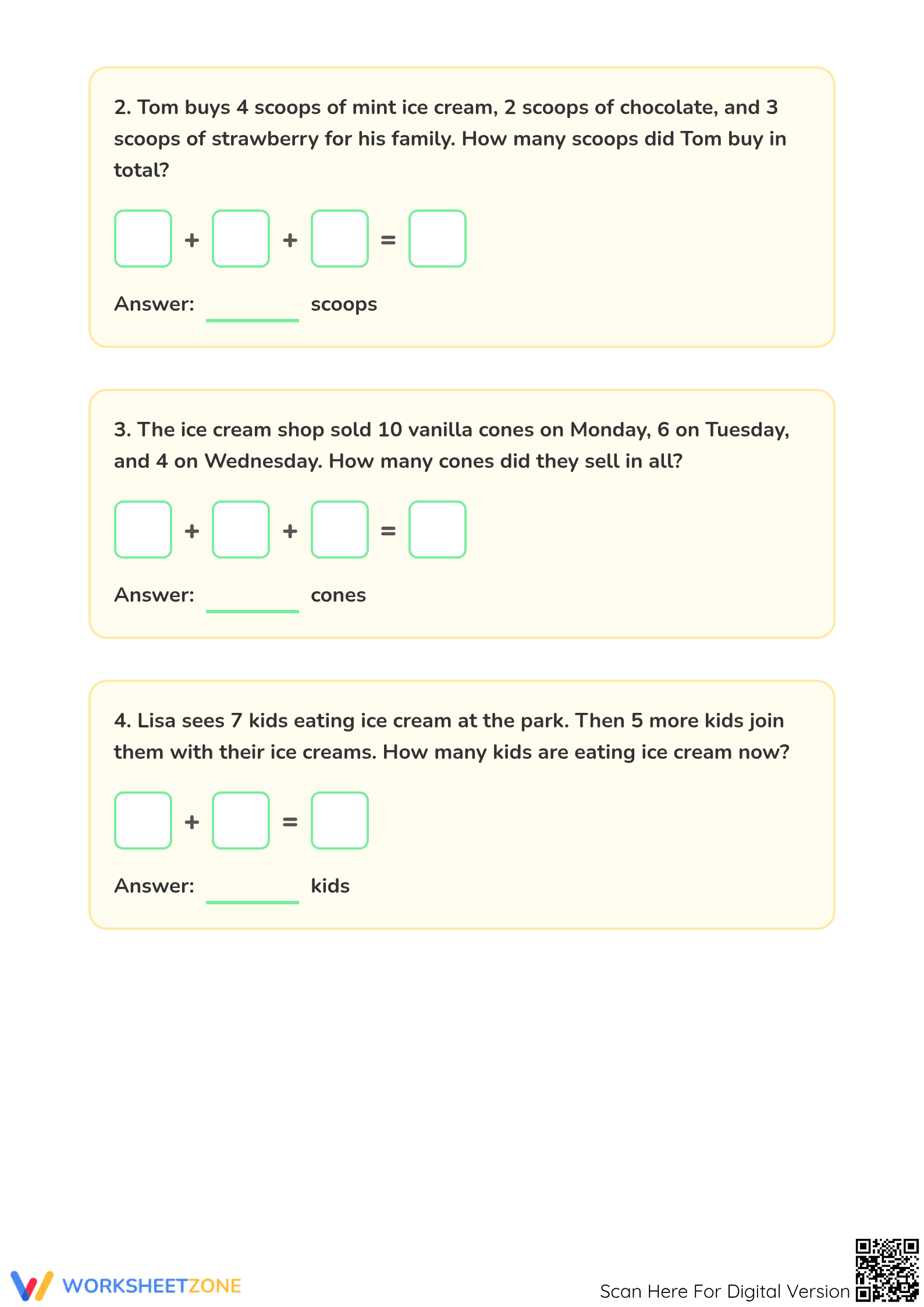 Printable Addition Word Problems | Grade 1 Math - Page 2