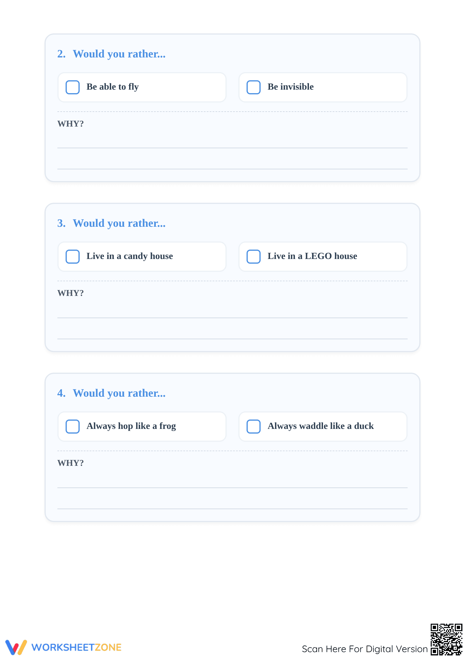 Grade 2 Would You Rather — Printable No-Prep Worksheet - Page 2