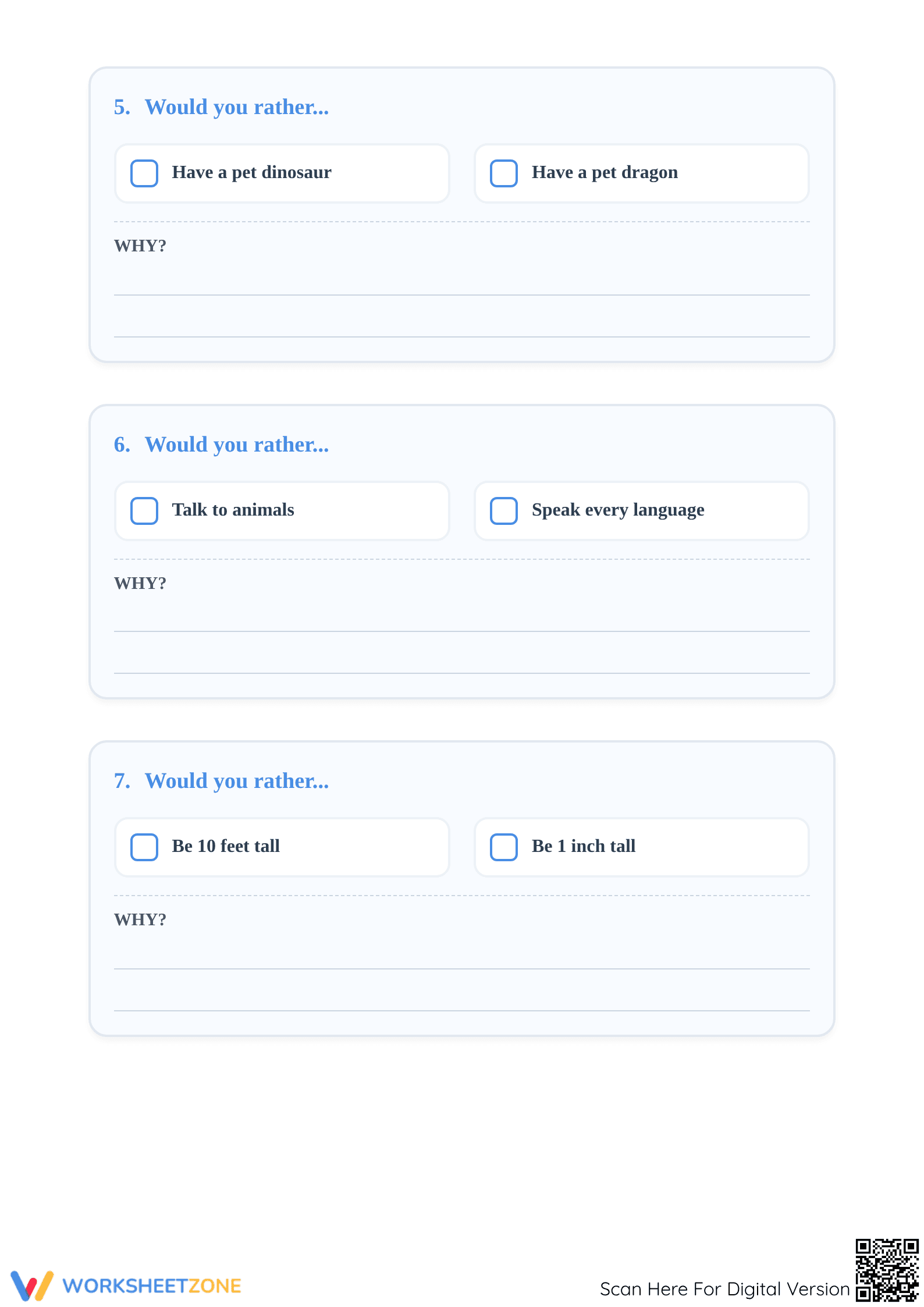 Grade 2 Would You Rather — Printable No-Prep Worksheet - Page 3