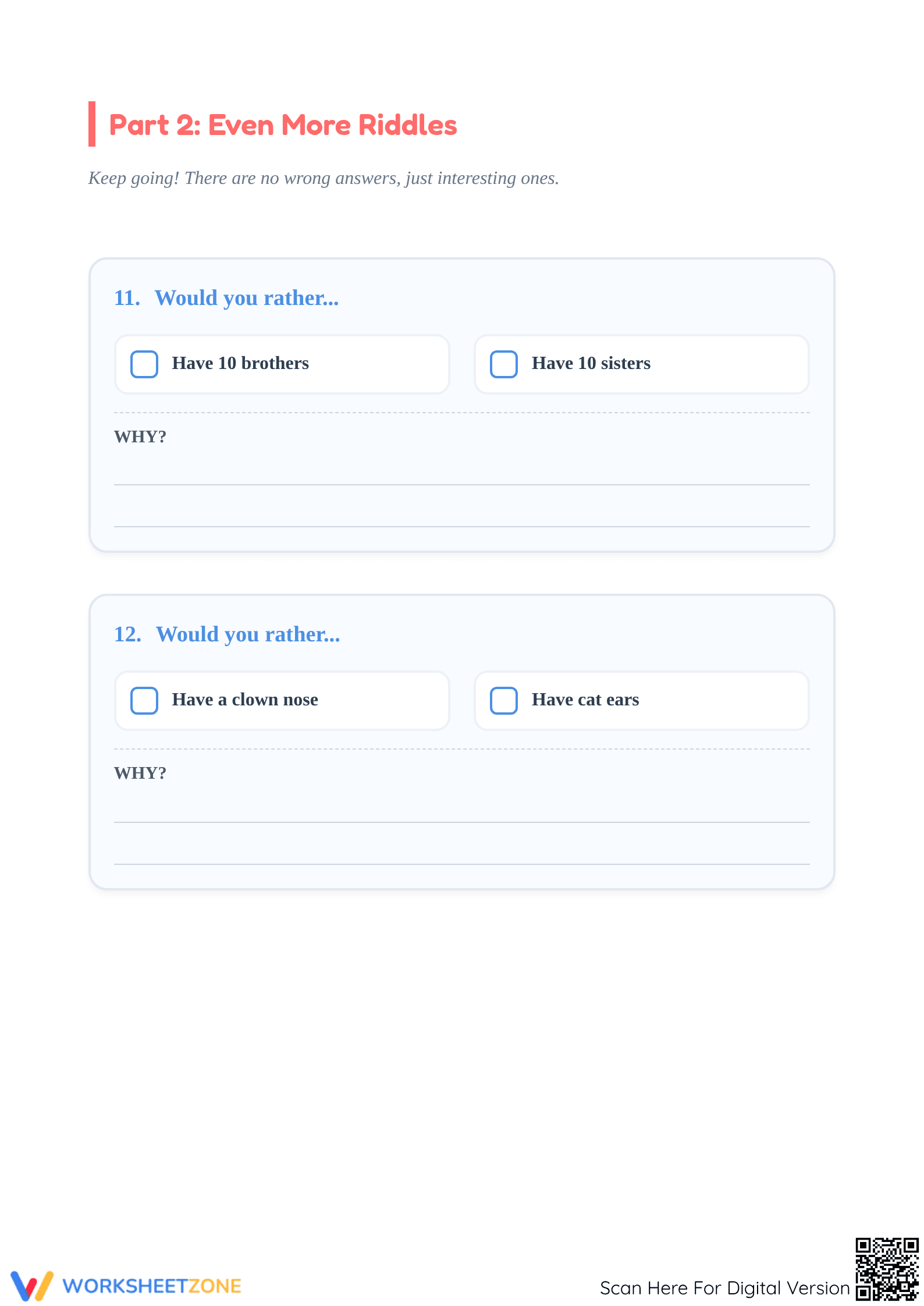 Grade 2 Would You Rather — Printable No-Prep Worksheet - Page 5
