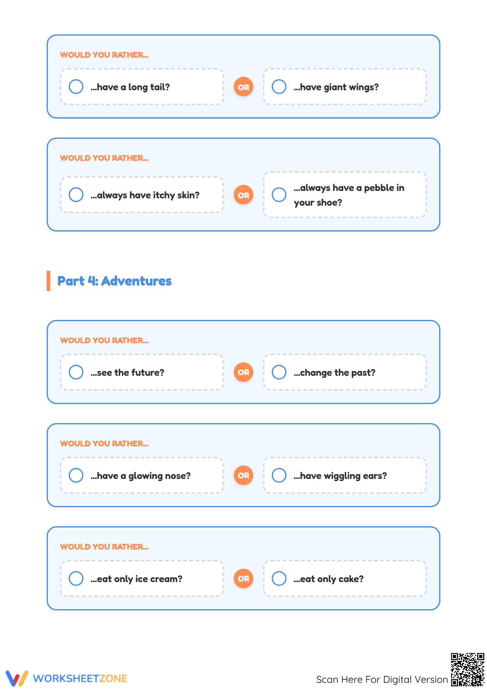 Grade 2 & 3 Would You Rather — Printable No-Prep Worksheet - Page 4