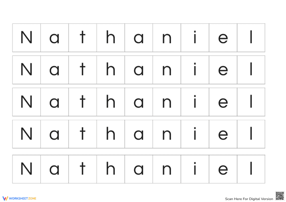"Nathaniel" Name Tracing Worksheet | Essential Grade K-1 - Page 2