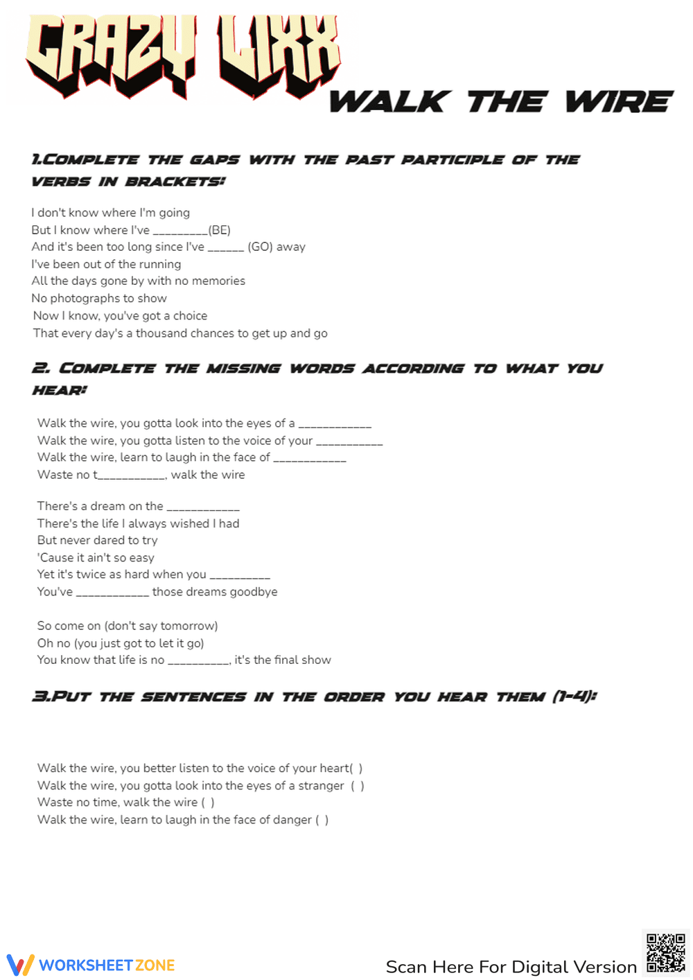 Present Perfect Music Worksheet | Essential College Grammar - Page 4