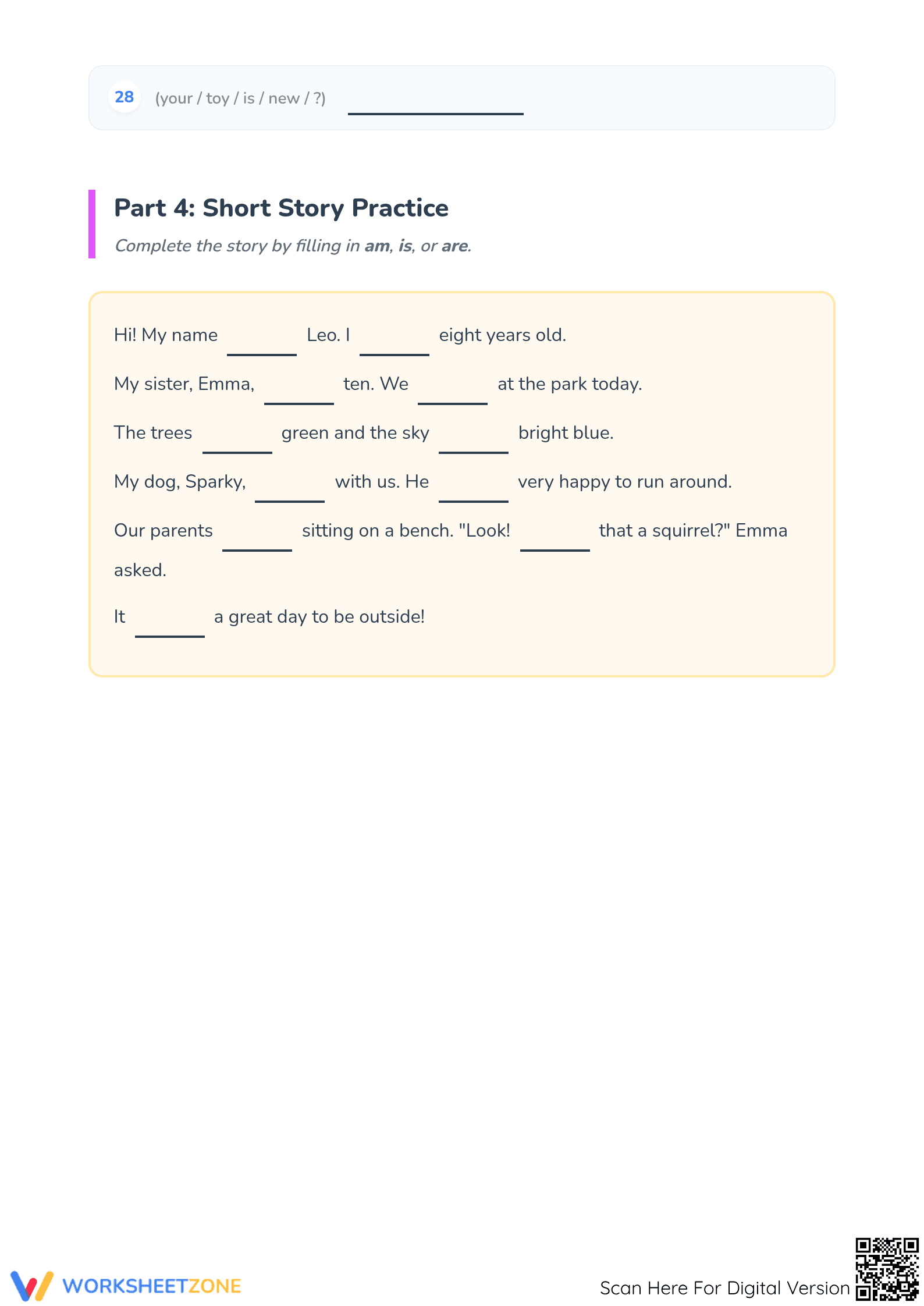 Grade 2-3 Verb To Be Worksheet | Essential Grammar Practice - Page 4