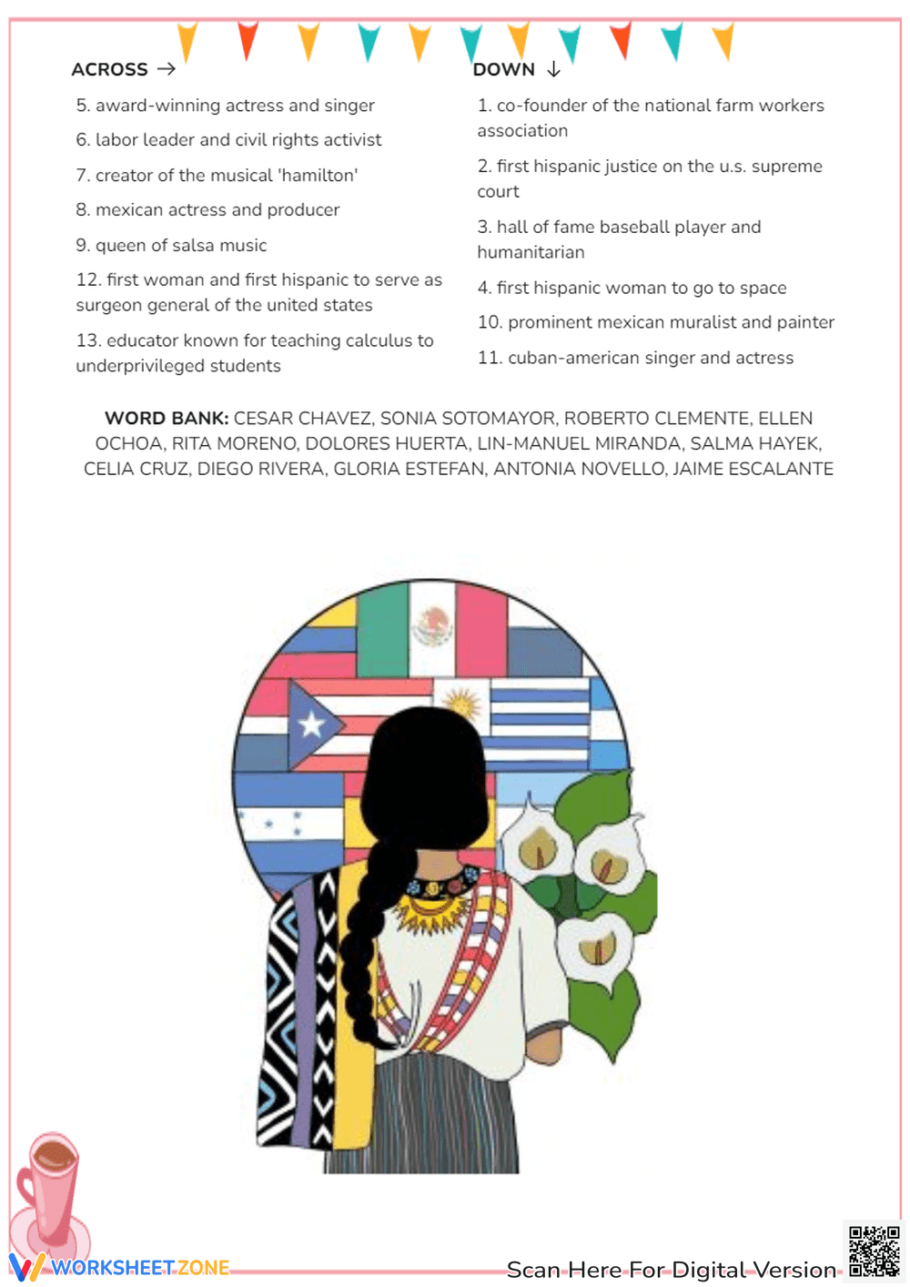 Hispanic Heritage Crossword: Famous Americans Puzzle (Grades 4-8) - Page 2