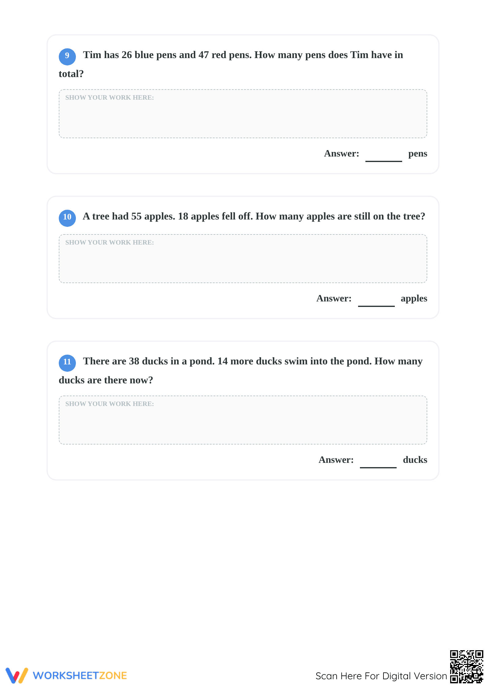 Grade 2 Mixed Word Problems — Printable No-Prep Worksheet - Page 4