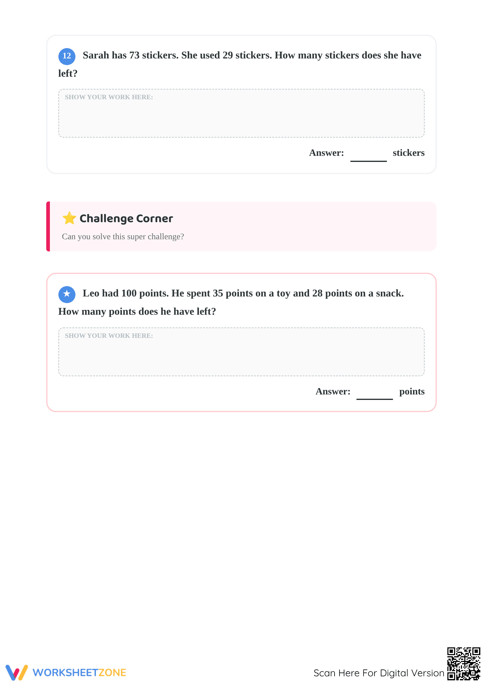 Grade 2 Mixed Word Problems — Printable No-Prep Worksheet - Page 5