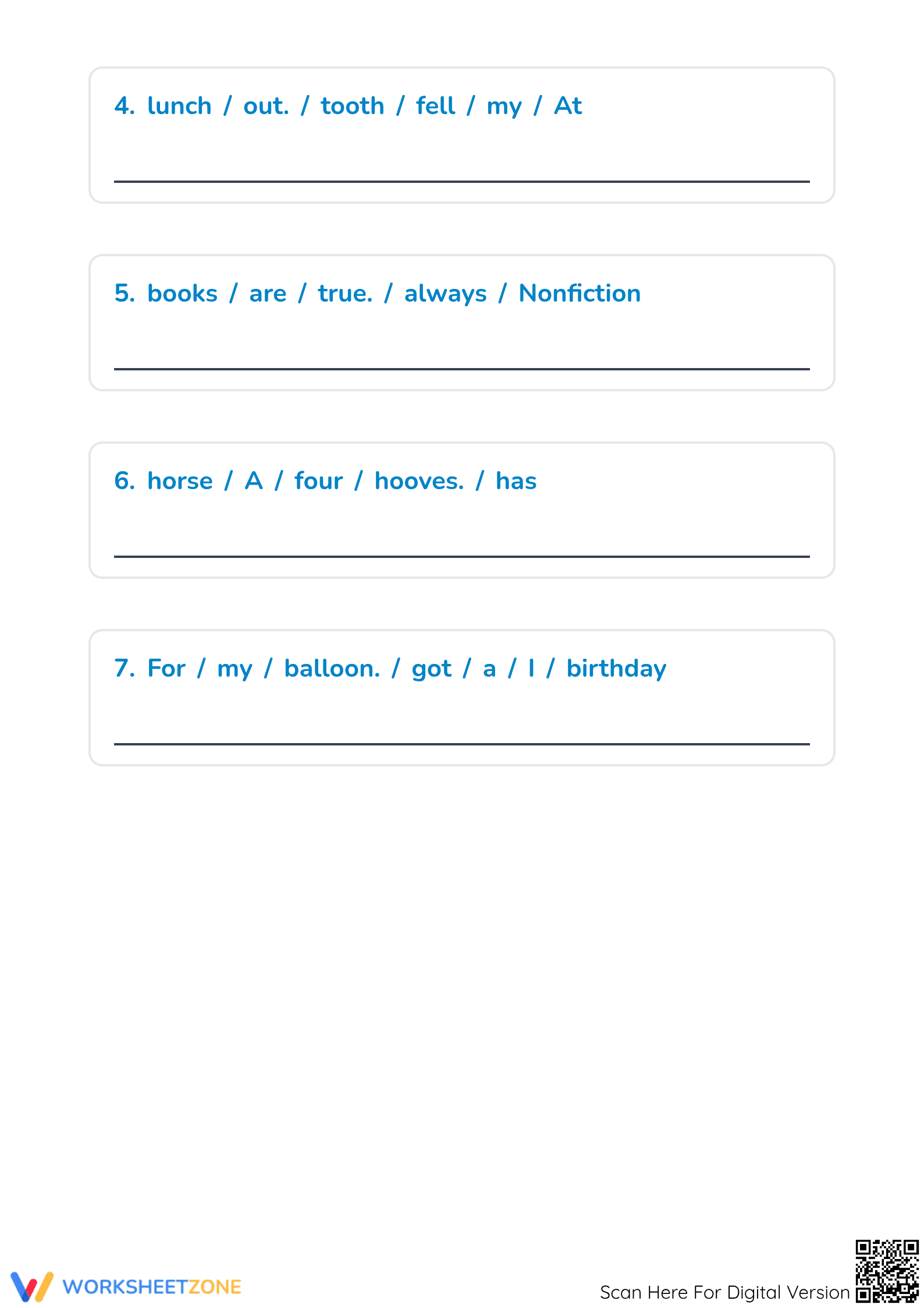 Sentence Unscramble Worksheet | Grade 3 ELA Printable - Page 2