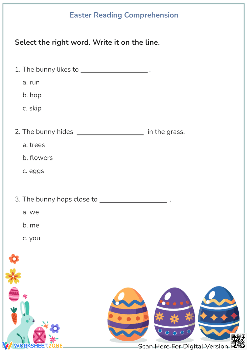 Easter Reading Comprehension | Grade 1 Printable Worksheet - Page 2