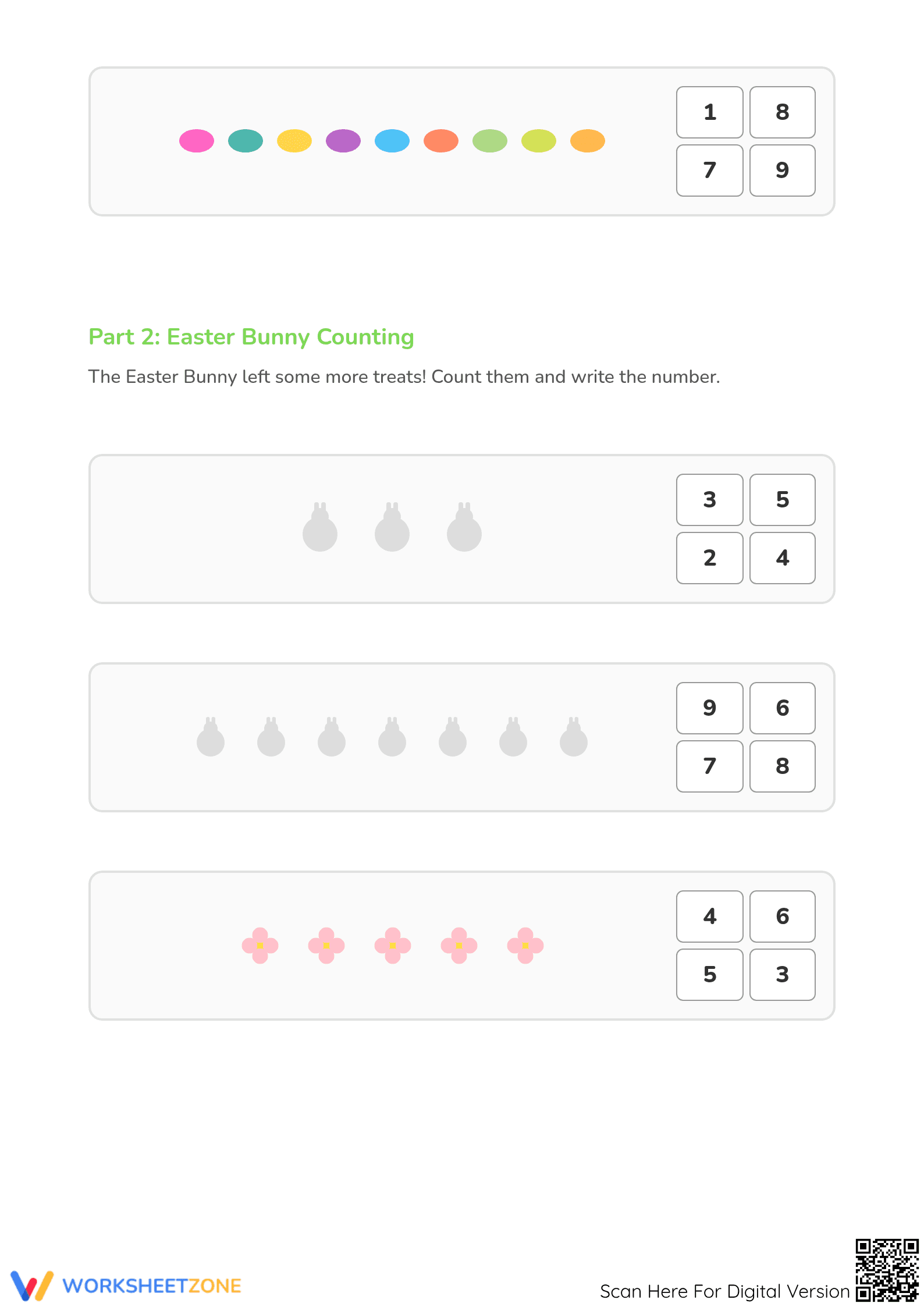 Easter Counting Worksheet | Grade K-1 Printable - Page 2