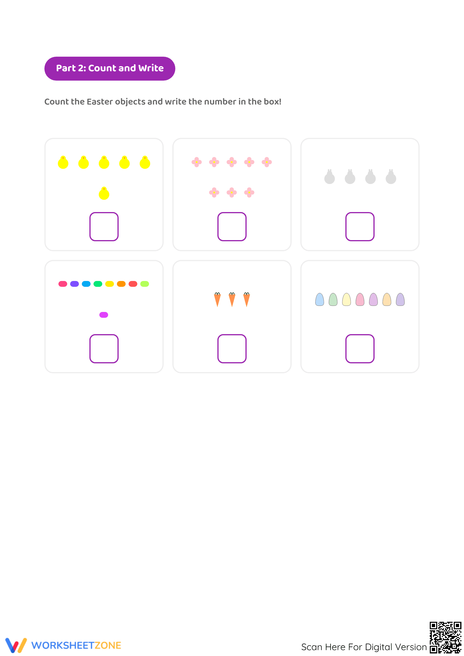 Grade K Counting Objects — Printable No-Prep Worksheet - Page 2
