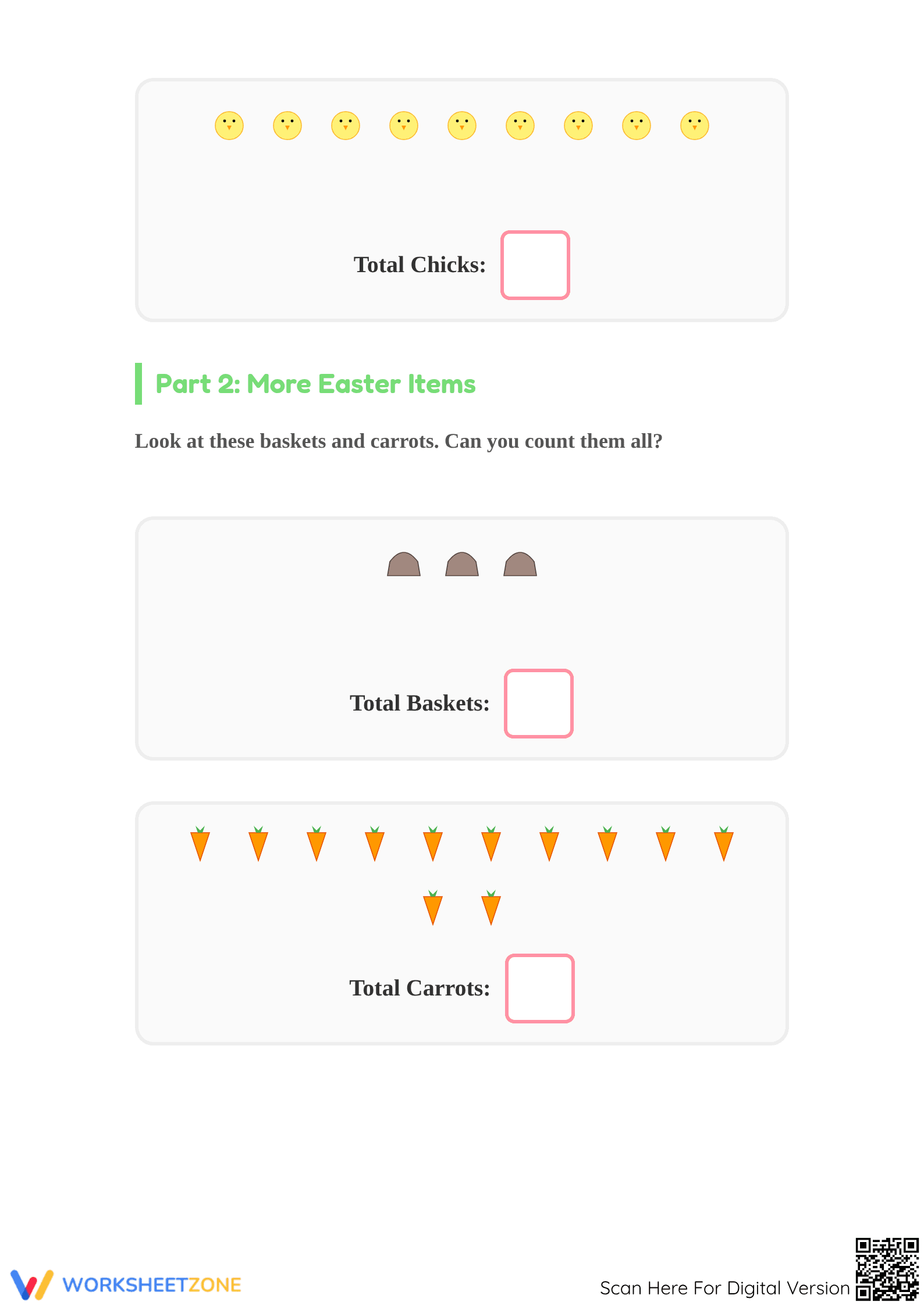 Easter Counting Worksheet | Printable Grade K Math - Page 2