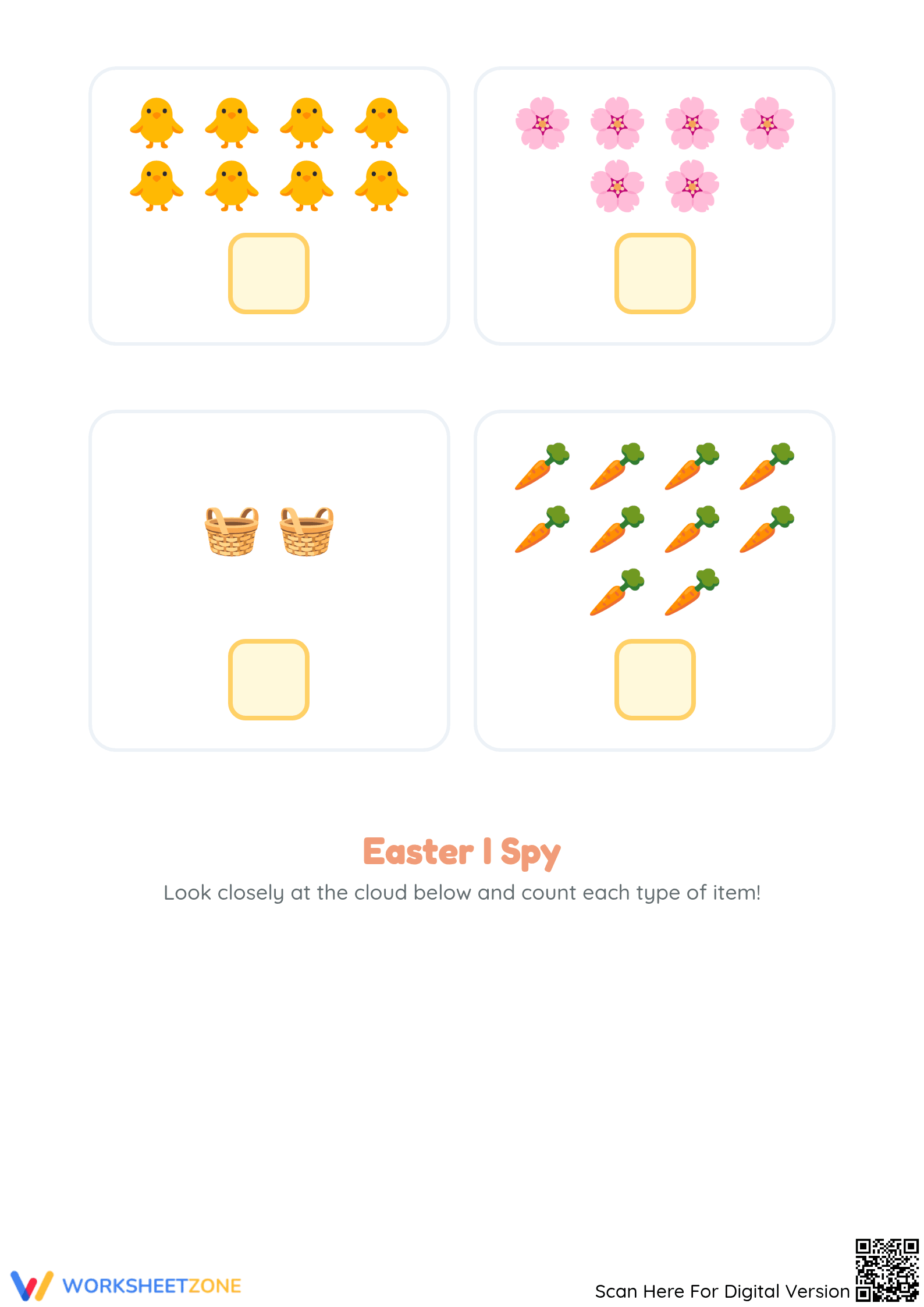 Printable Easter Counting Worksheet | Kindergarten Math - Page 2