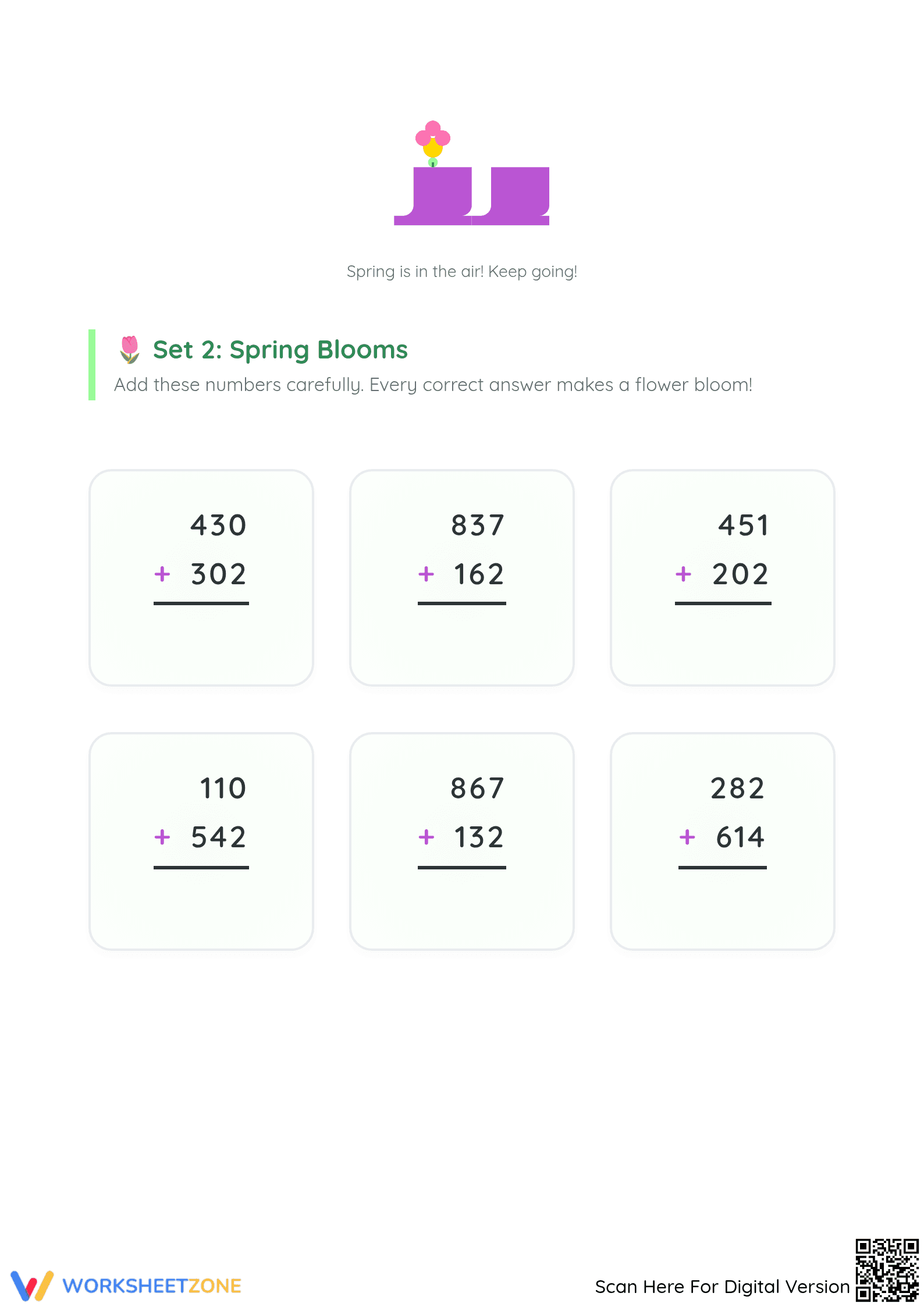 Three-Digit Addition Worksheet | Grade 2 Math Printable - Page 2