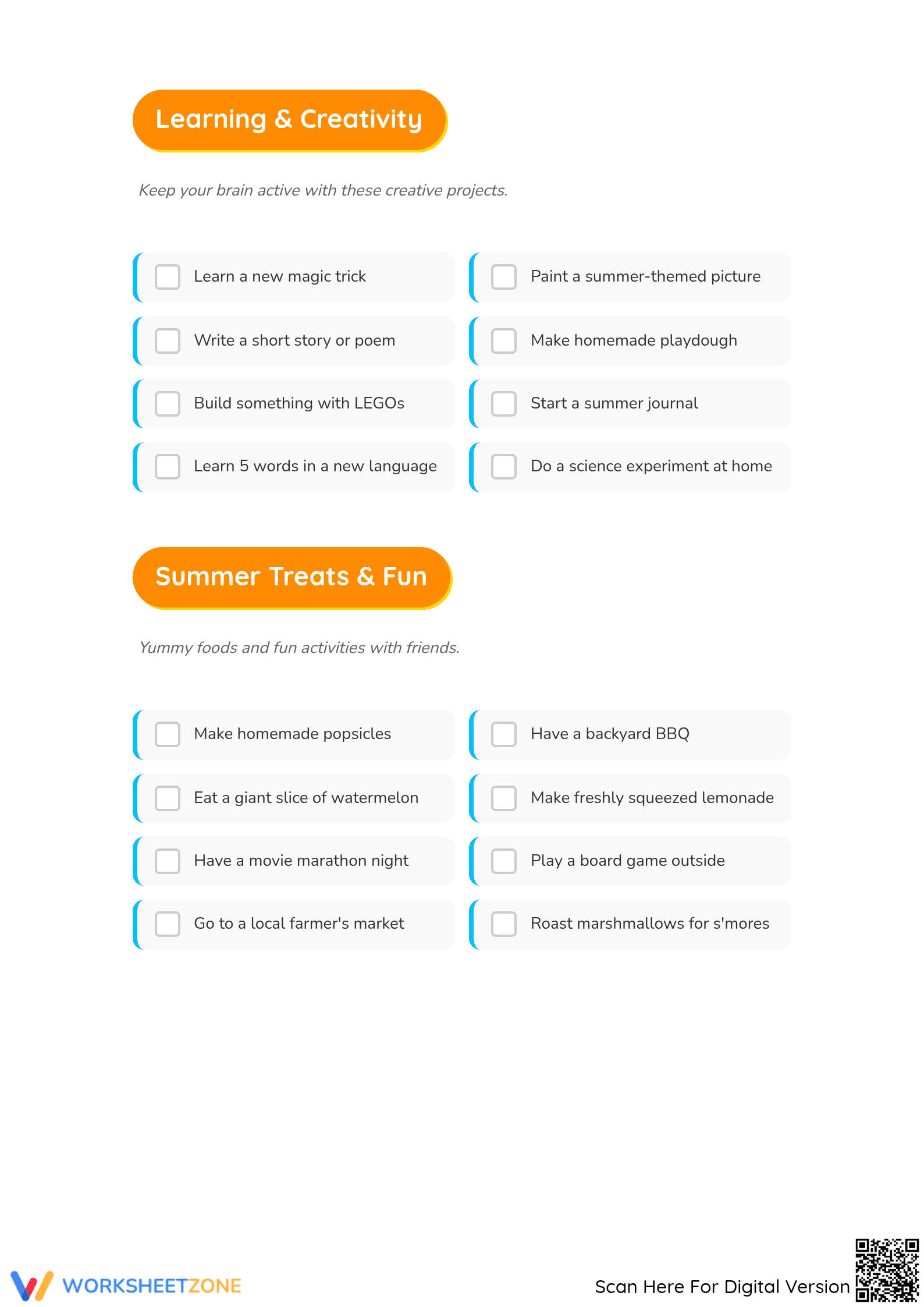 Printable Summer Bucket List | Grade 4-5 ELA - Page 2