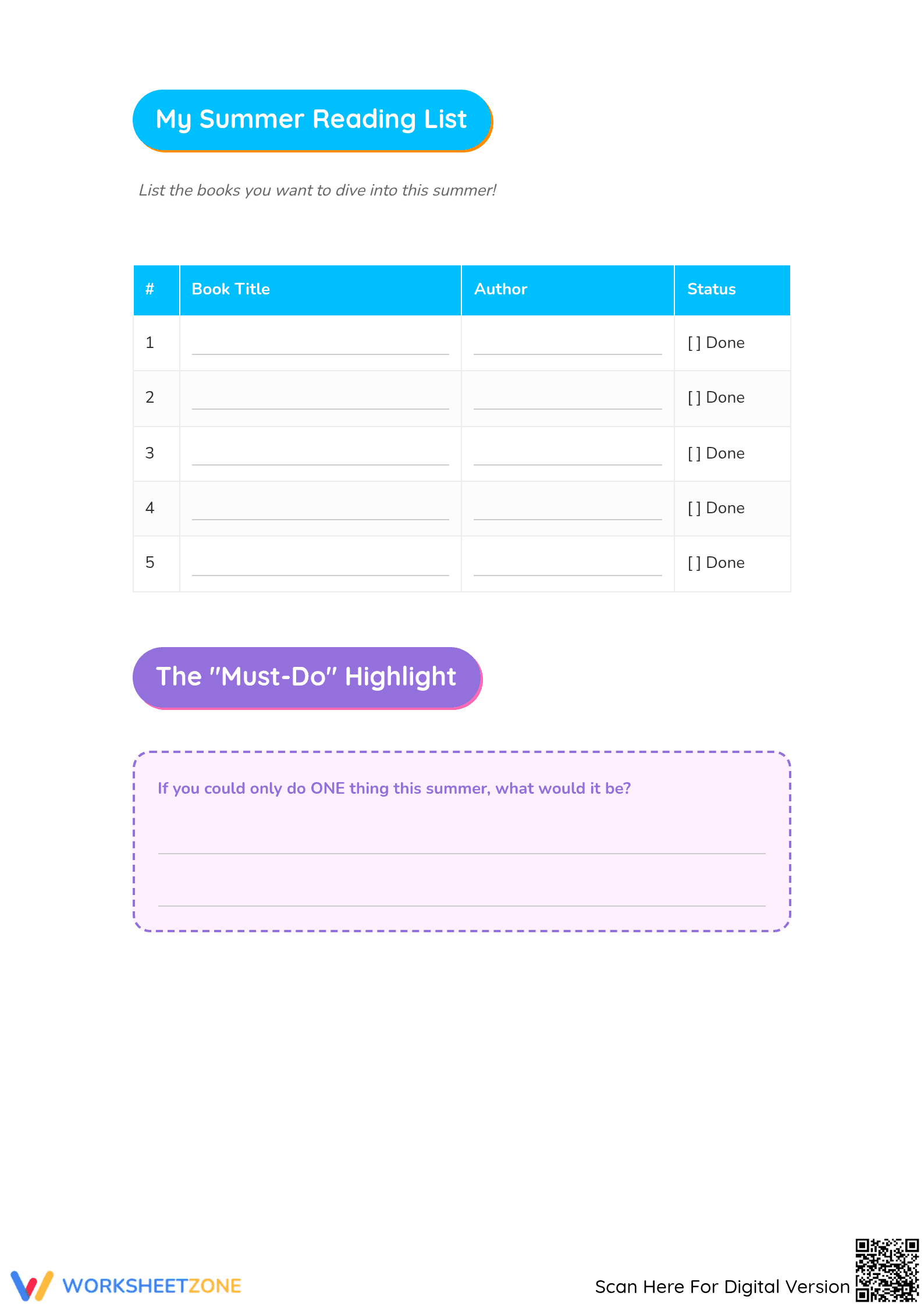Printable Summer Bucket List | Grade 4-5 ELA - Page 3