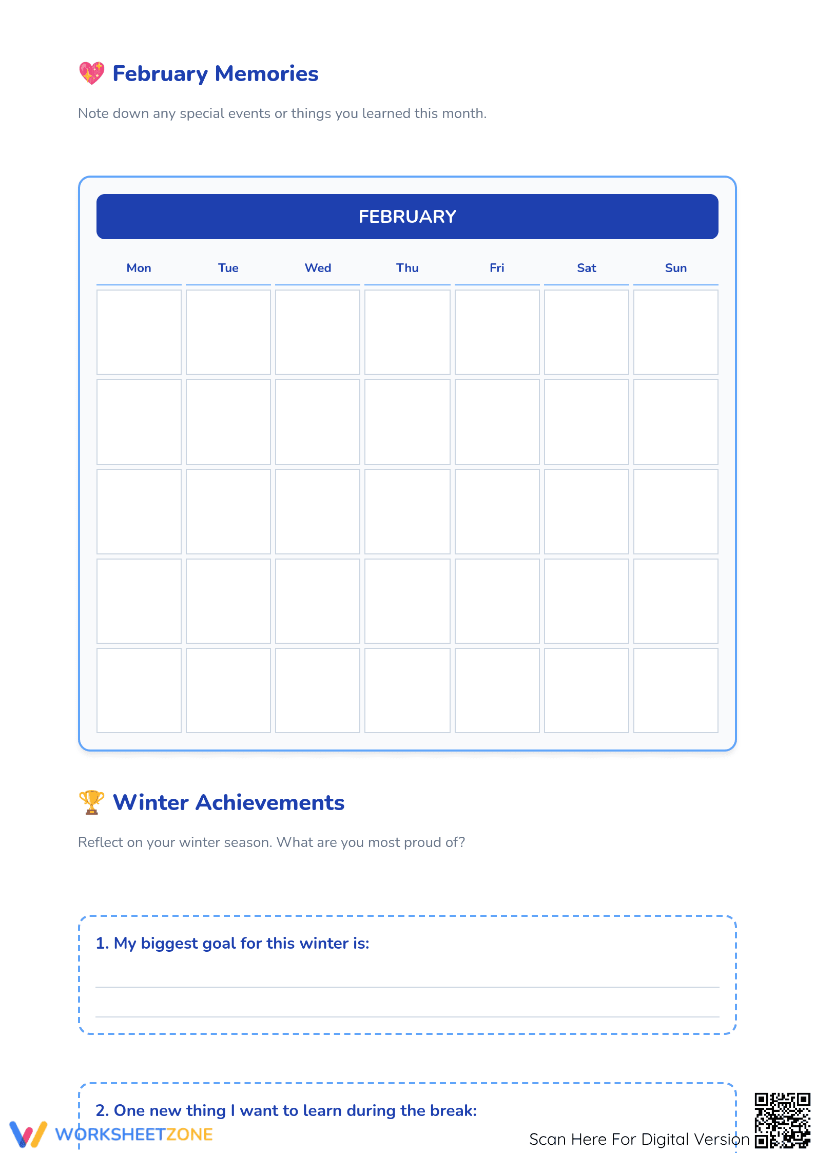 Winter Calendar Worksheet | Grade 2 Printable - Page 3