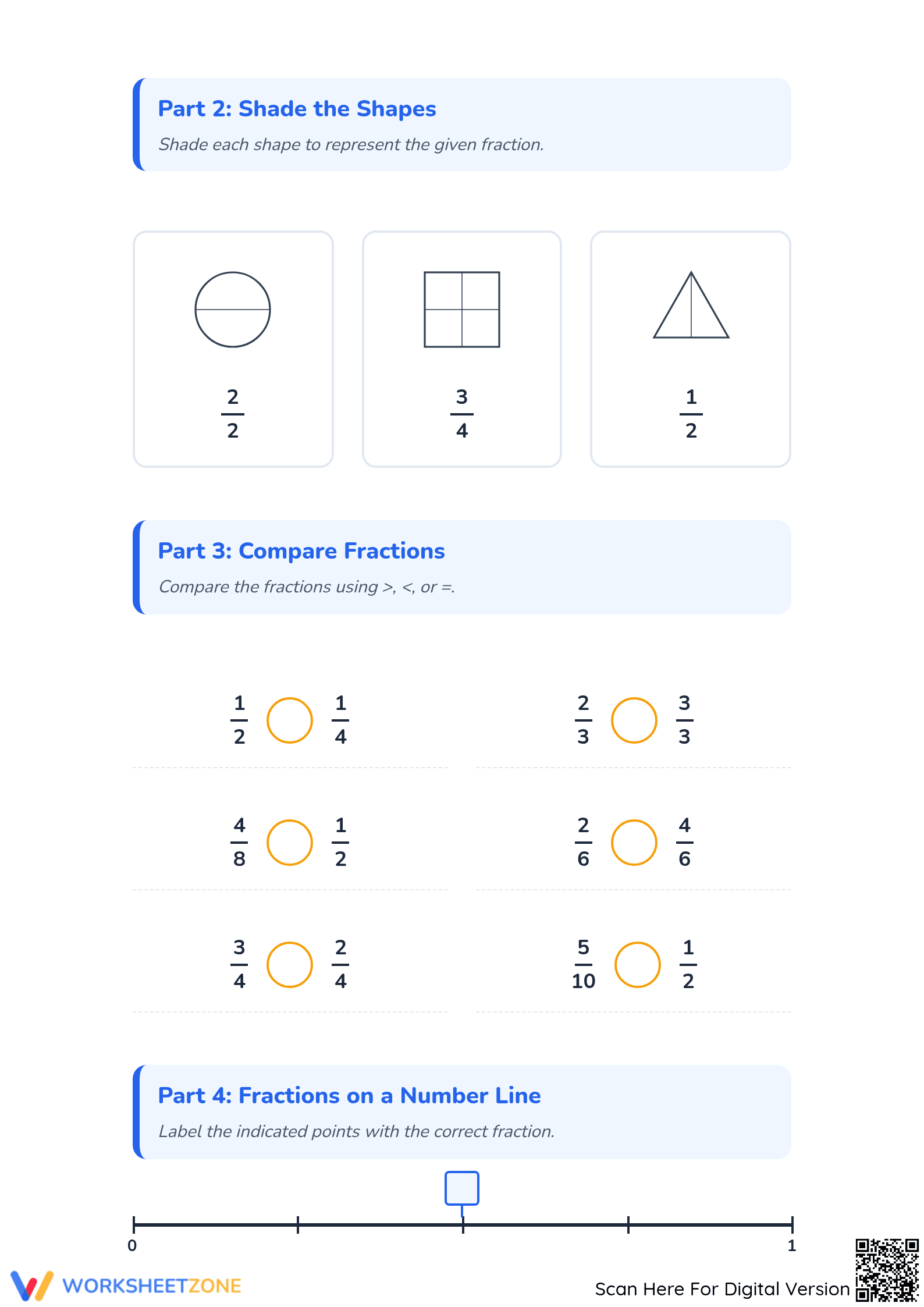 Grade 3 Fractions Review — Printable No-Prep Worksheet - Page 2