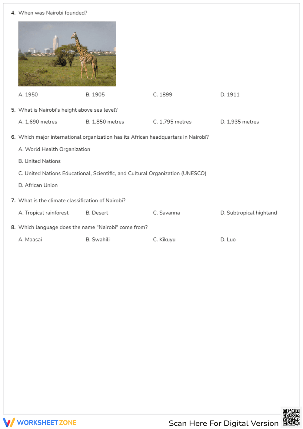Nairobi Geography Quiz | Grade 4 Essential Worksheet - Page 2