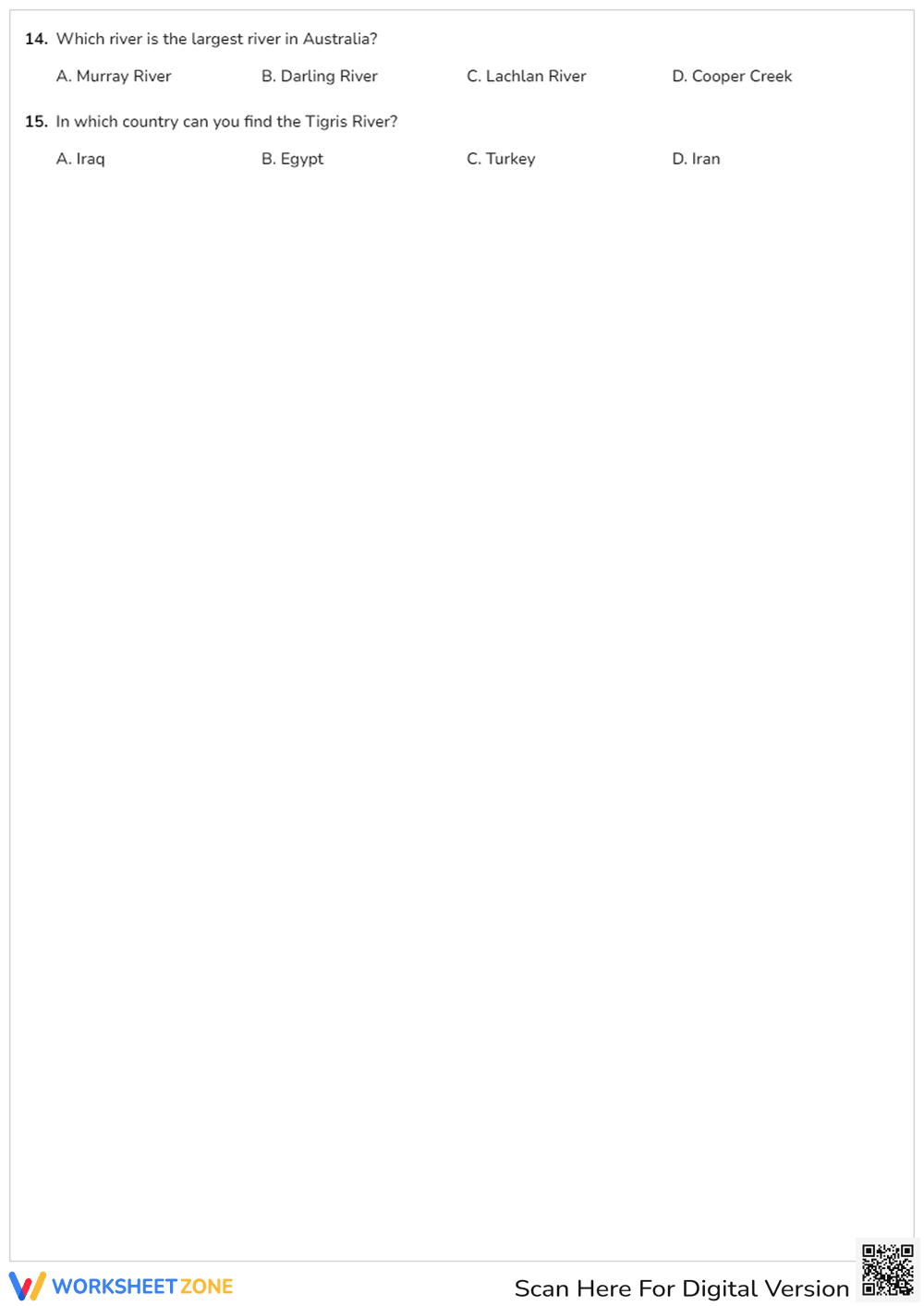 World's Rivers Quiz | Essential Grade 3-5 Geography - Page 2