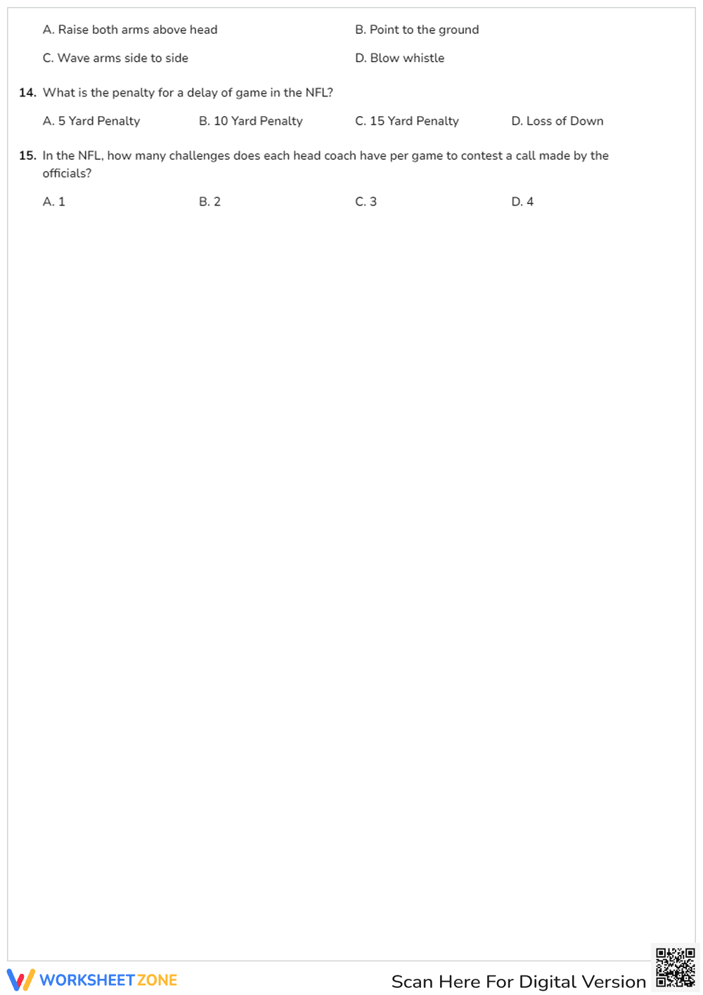 NFL Rules and Regulations Quiz | Essential Grade 6-8 - Page 2