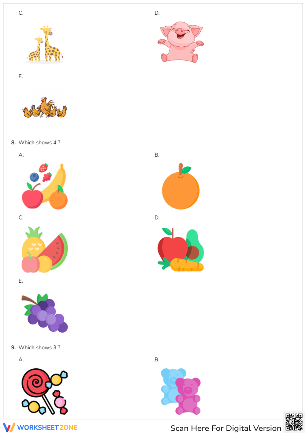 Count and Identify Numbers: Counting Animals Practice - Page 4