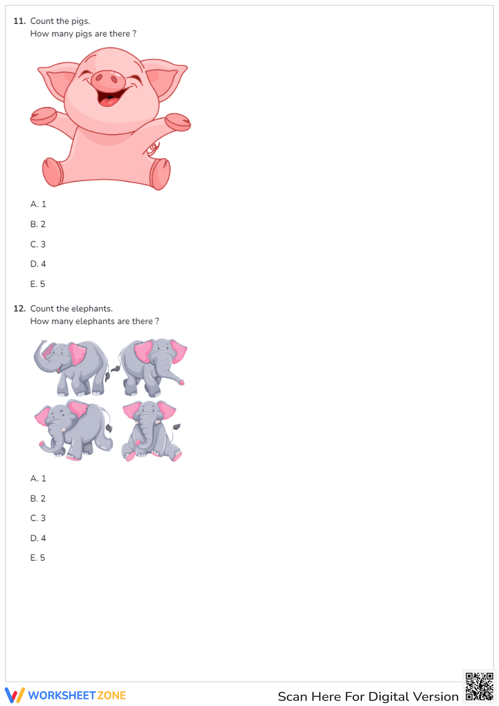 Count and Identify Numbers: Counting Animals Practice - Page 6