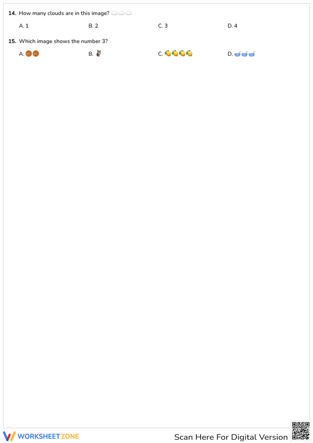 Represent Numbers Up to 3 with Pictures - Page 2