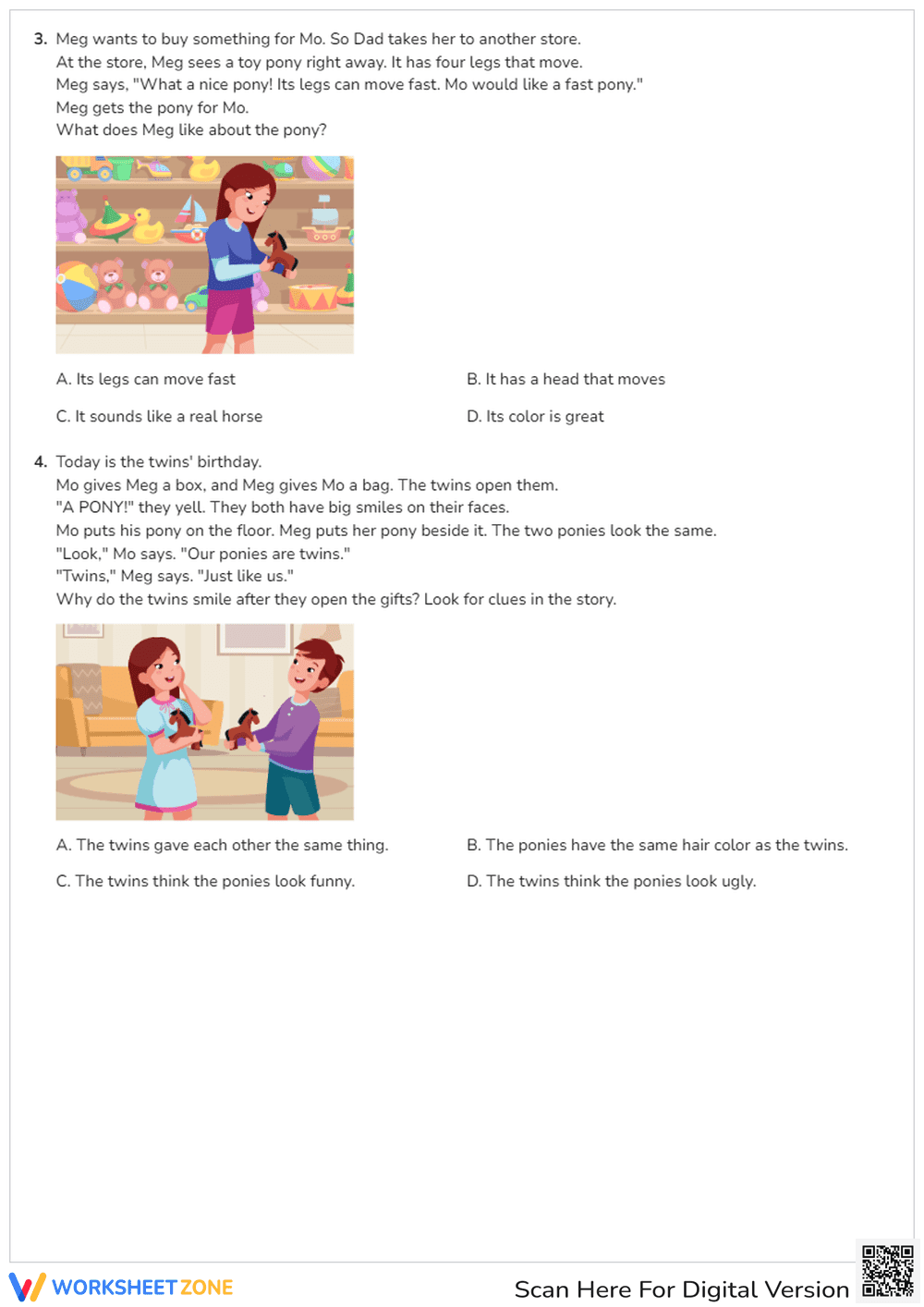 Grade 1 Realistic Fiction Comprehension Printable - Page 2