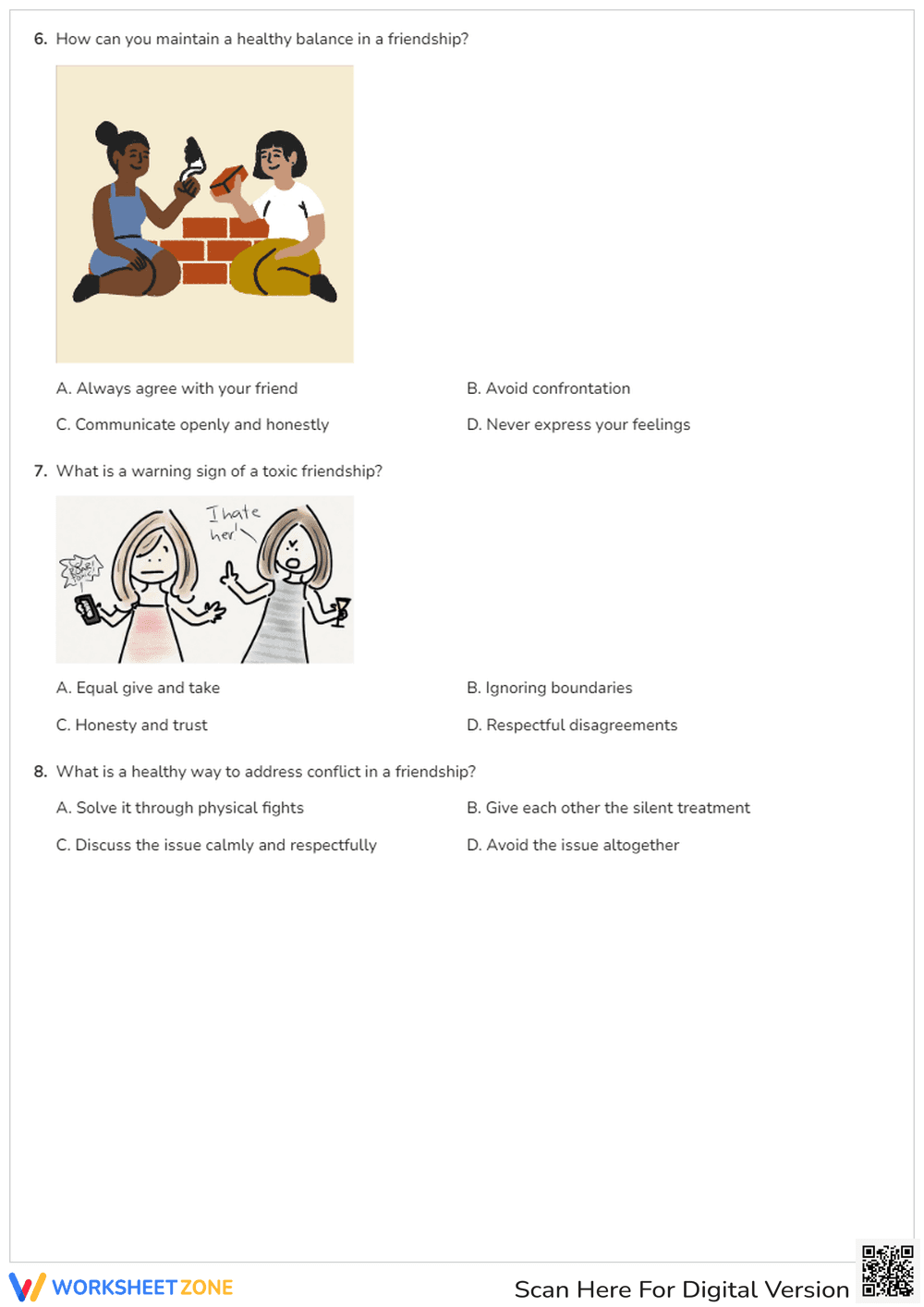 Grade 2 Healthy Friendships — Printable No-Prep Worksheet - Page 2