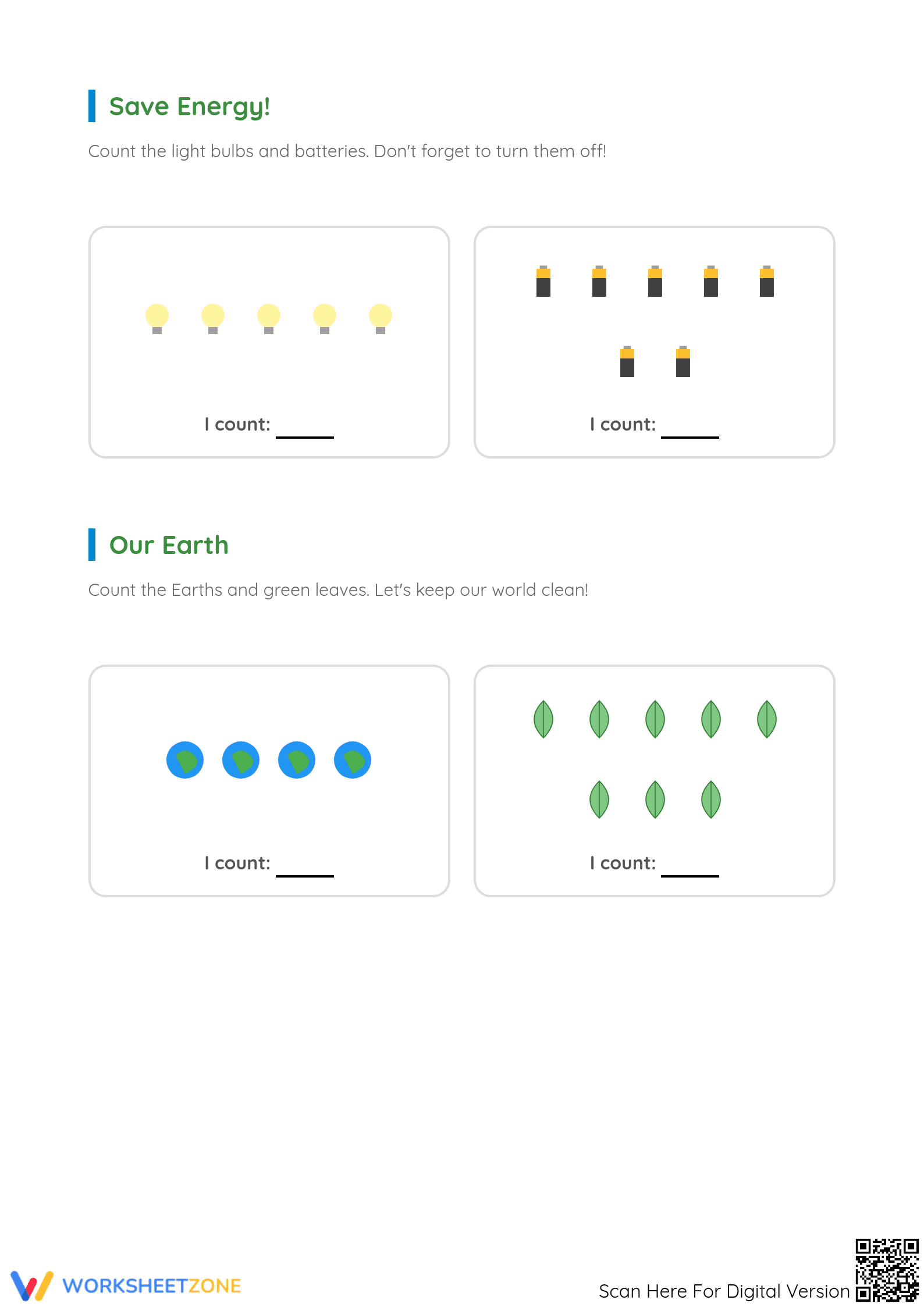 Kindergarten Counting 1-10 — Printable No-Prep Worksheet - Page 2