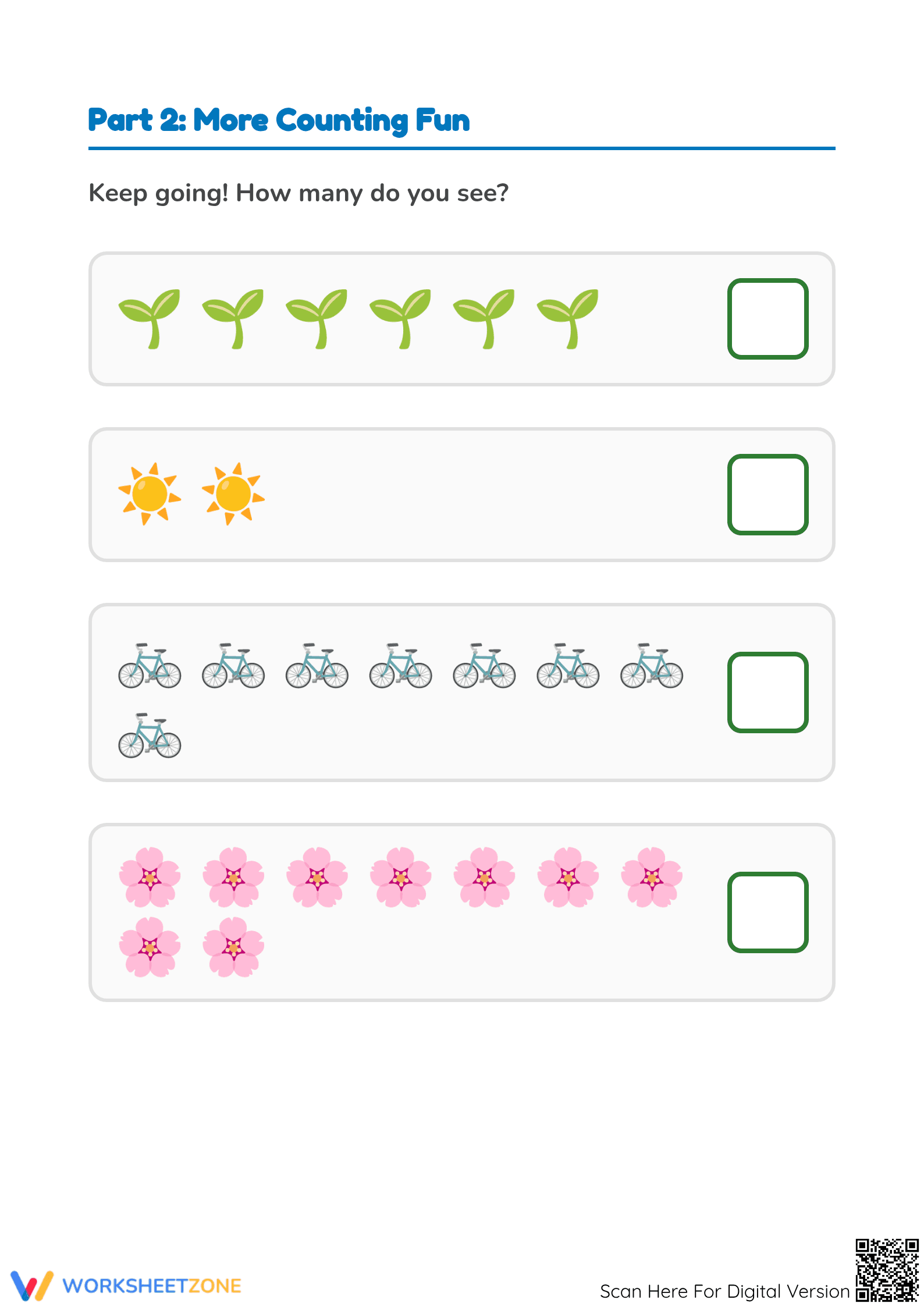 Printable Earth Day Counting Worksheet | Grade K - Page 2
