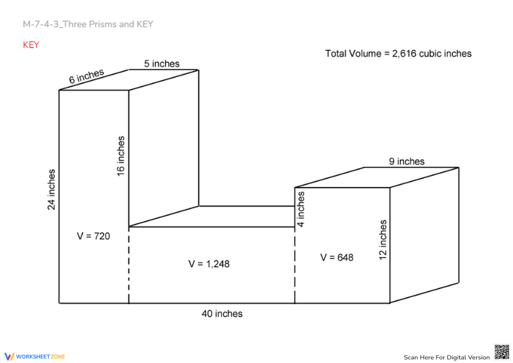 Volume & Surface Area: 3 Prism Shapes - Grades 6-8 + KEY - Page 2