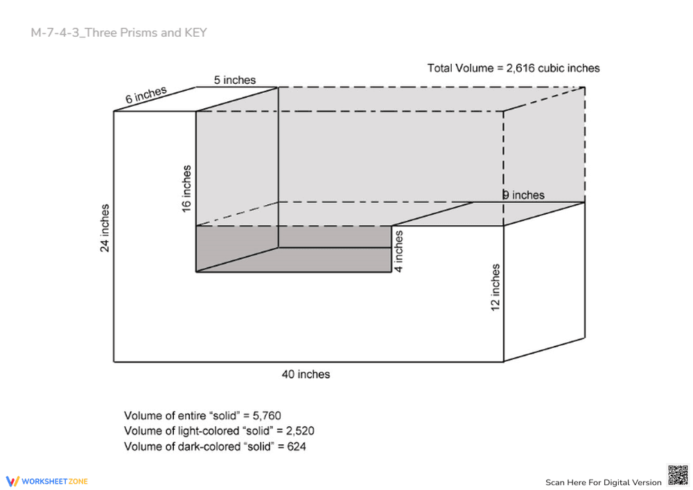 Volume & Surface Area: 3 Prism Shapes - Grades 6-8 + KEY - Page 4