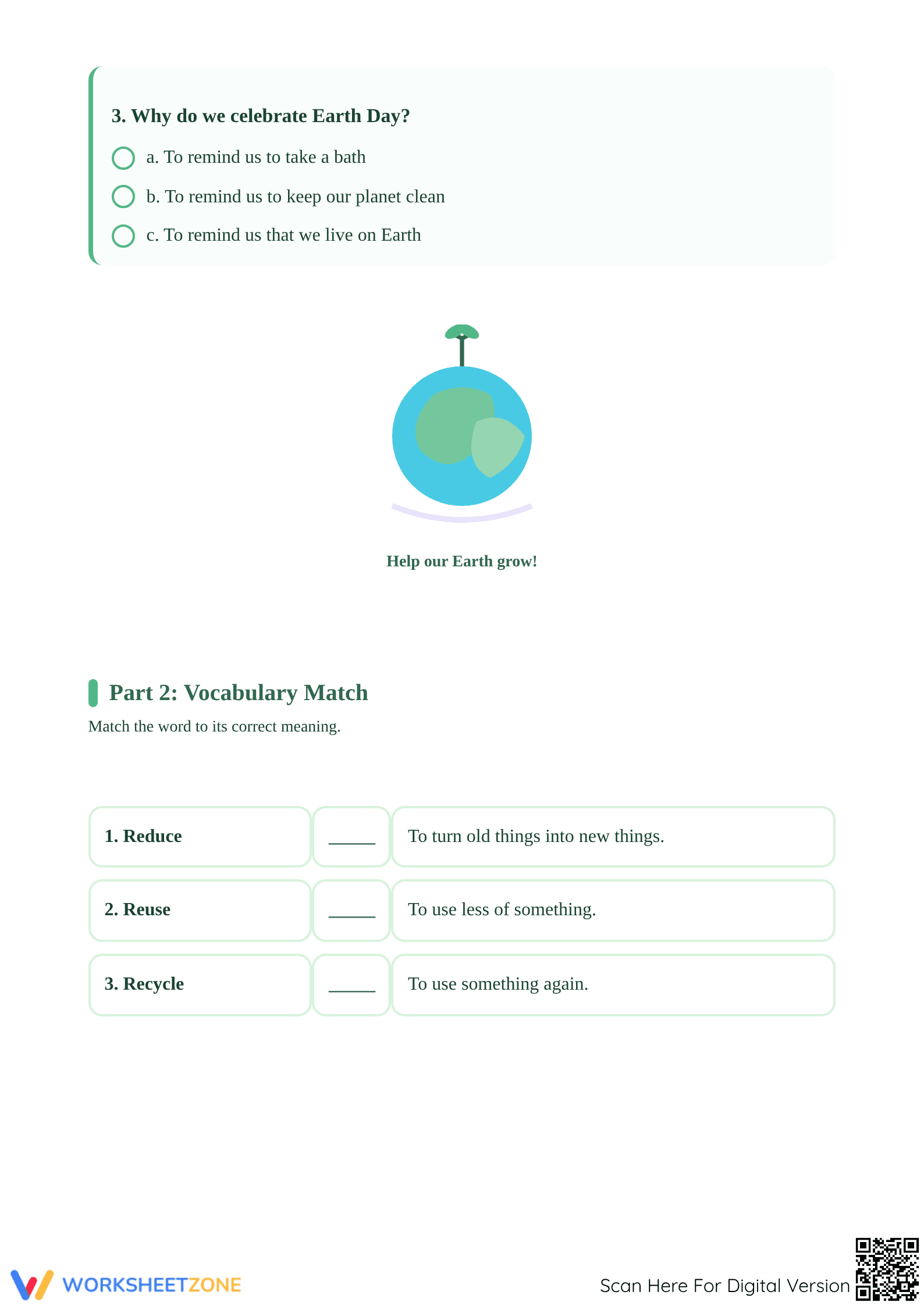 Grade 2 Earth Day Reading — Printable No-Prep Worksheet - Page 2