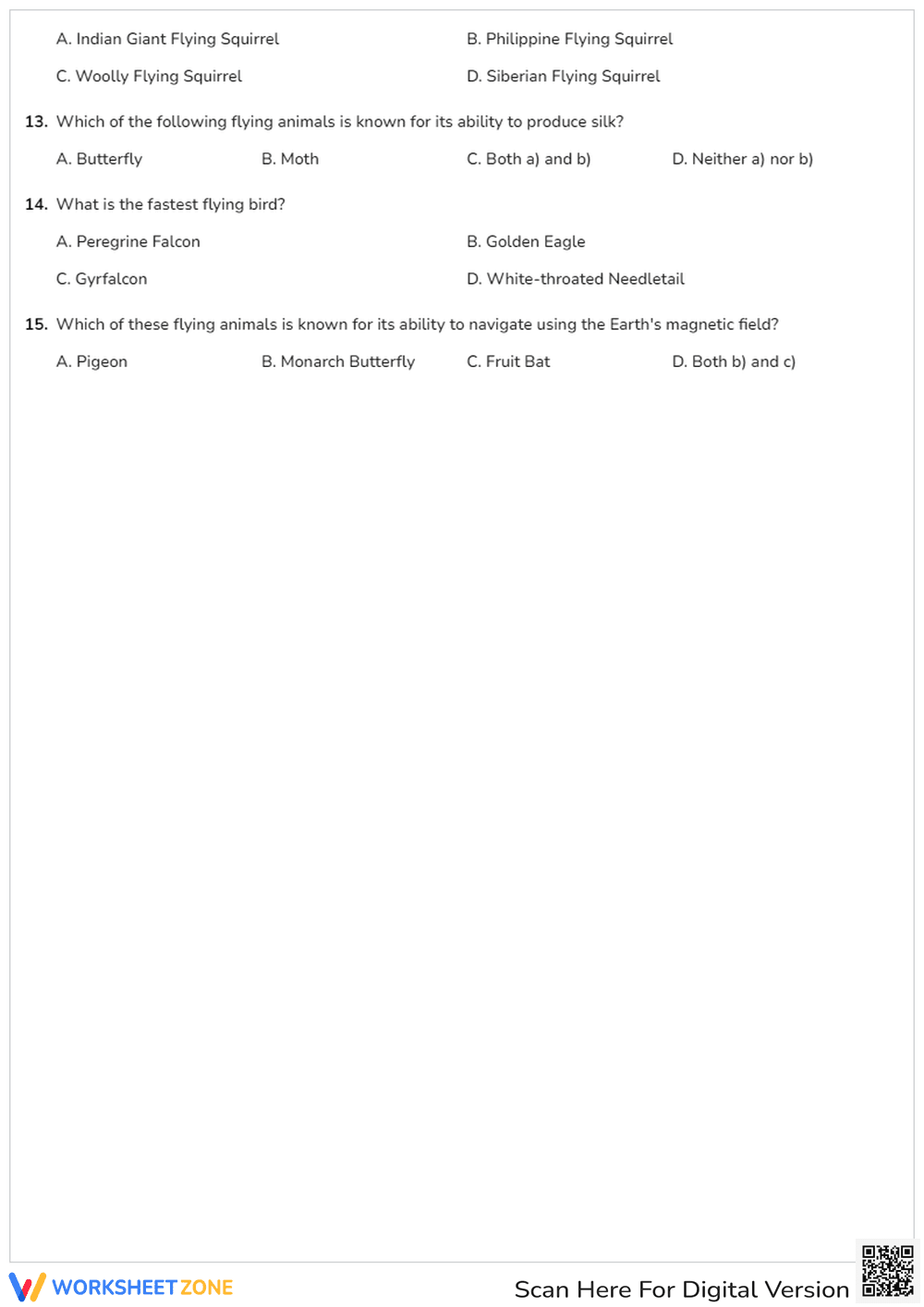Earth Day Flying Animals Quiz | Grade 4 Essential - Page 2
