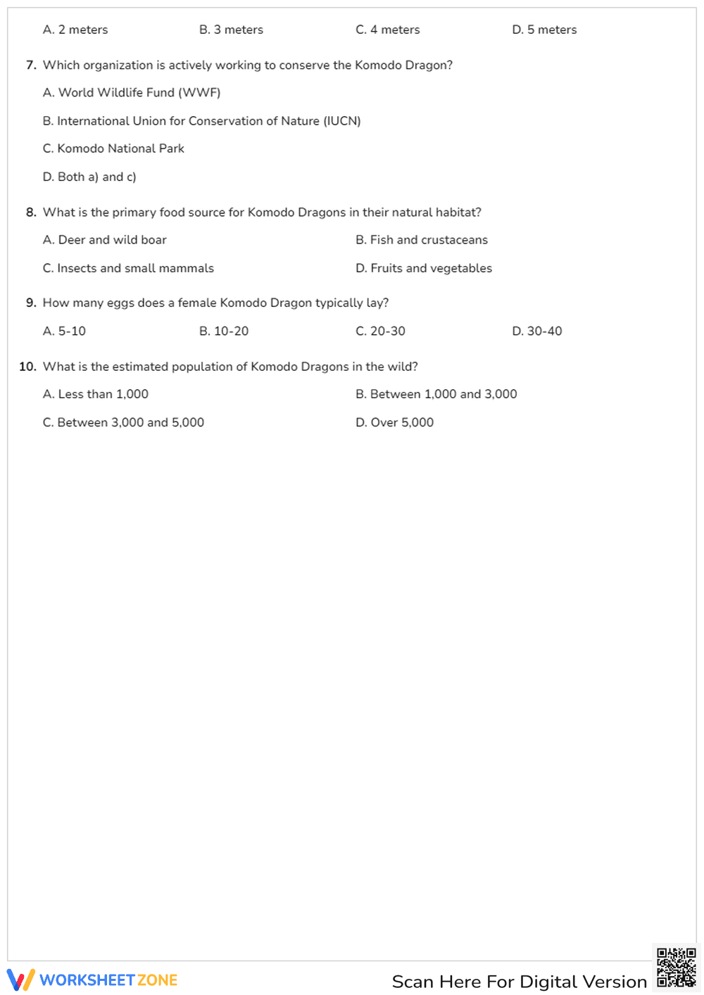 Komodo Dragon Endangered Species Quiz - Page 2