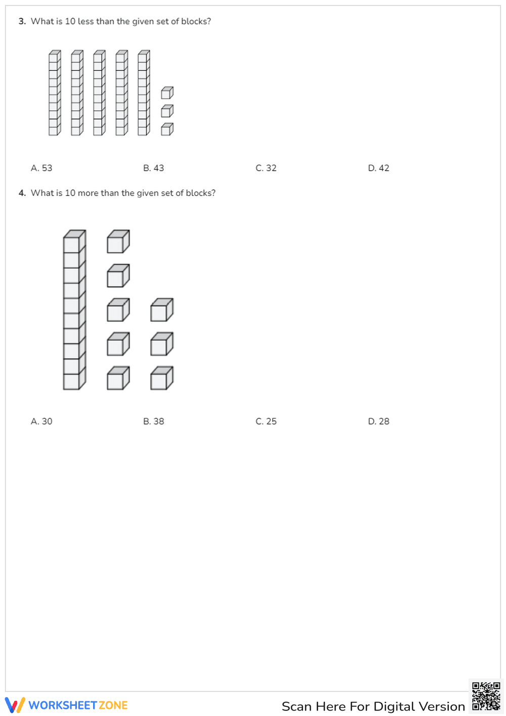 Ten More or Ten Less Using Blocks - Page 2