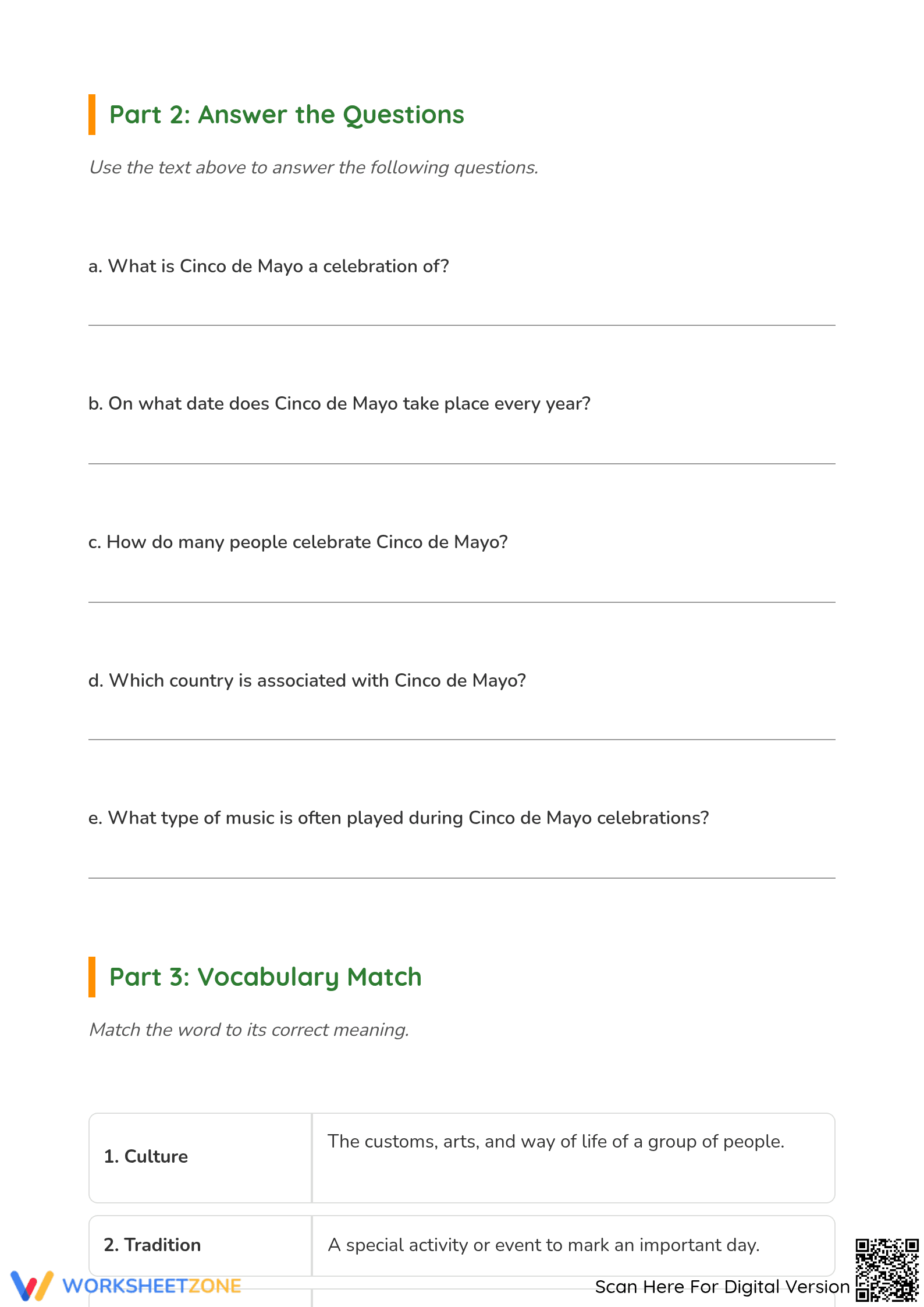 Cinco de Mayo Reading Comprehension | Essential Grade 3-4 - Page 2