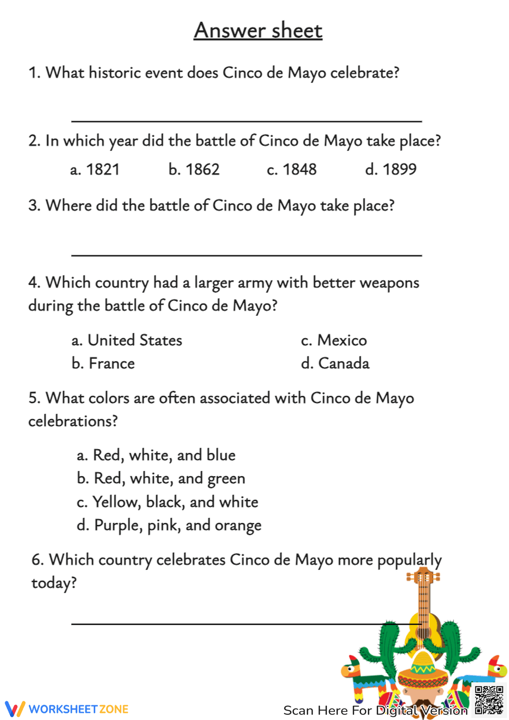 Cinco de Mayo Reading Comprehension - Page 2