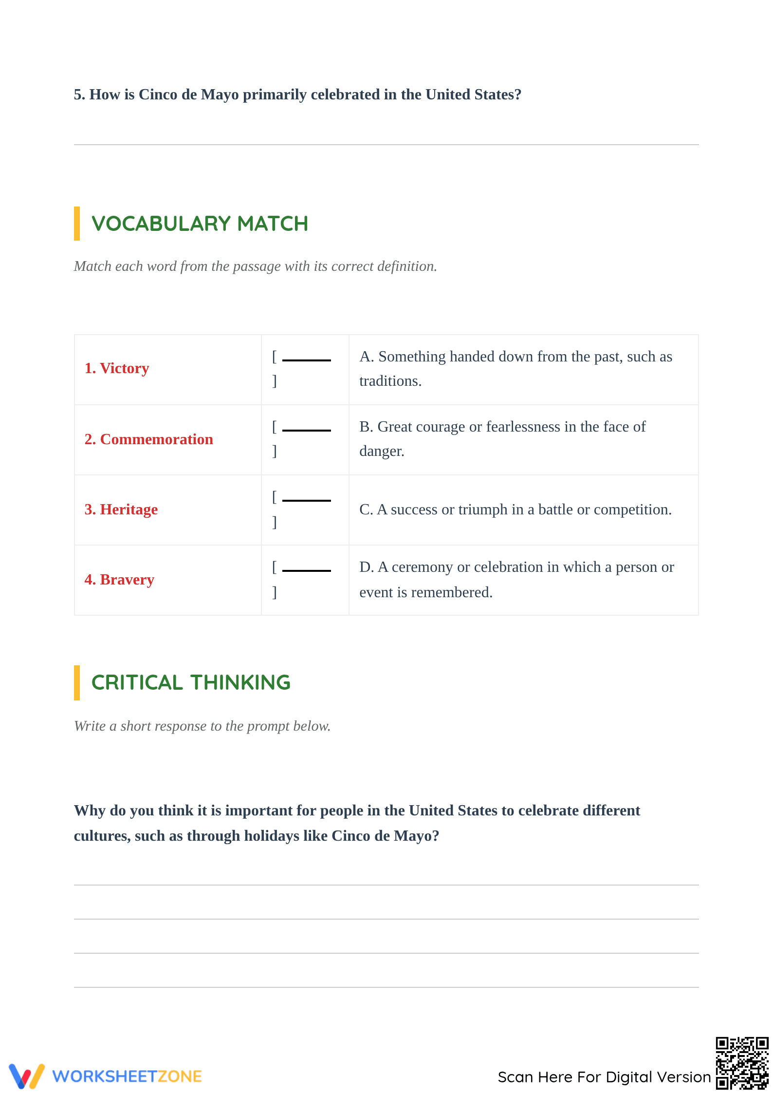 Grade 4 Cinco de Mayo — Printable No-Prep Worksheet - Page 3