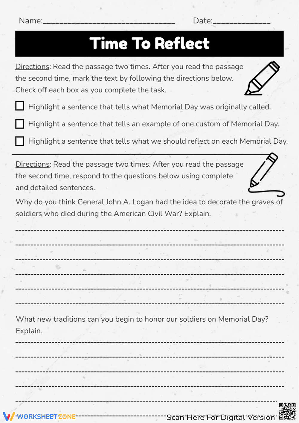 Memorial Day Reading Comprehension - History & Traditions (Grades 3-5) - Page 3