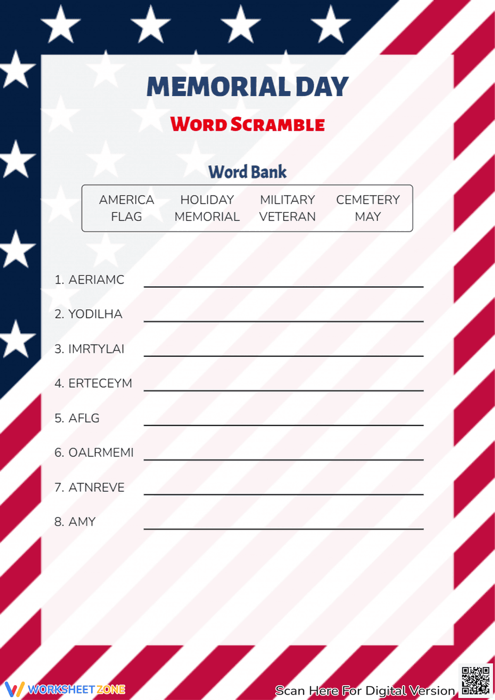 Patriotic Memorial Day Word Scramble Challenge - Page 4
