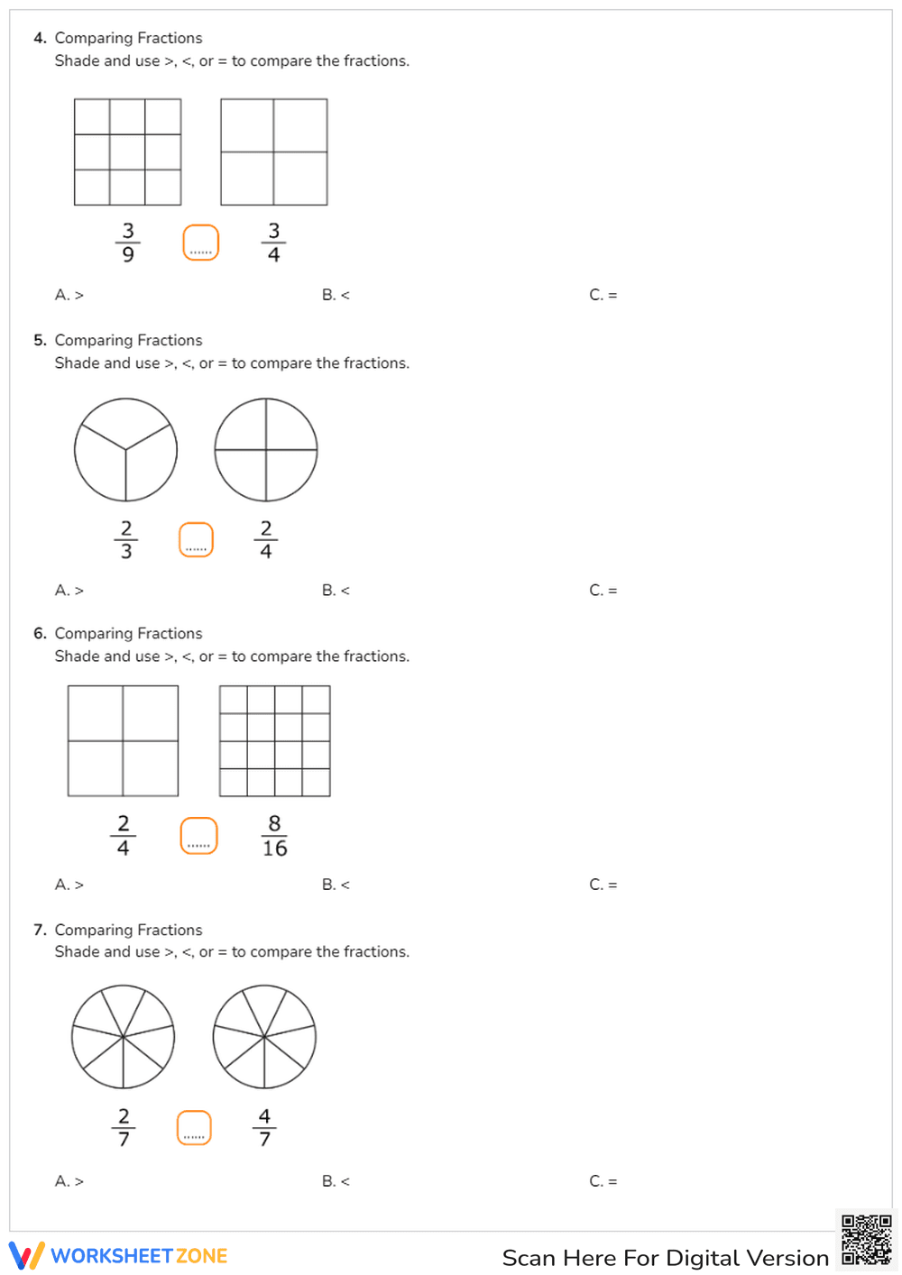 Visually Compare Fractions with Shading - Page 2