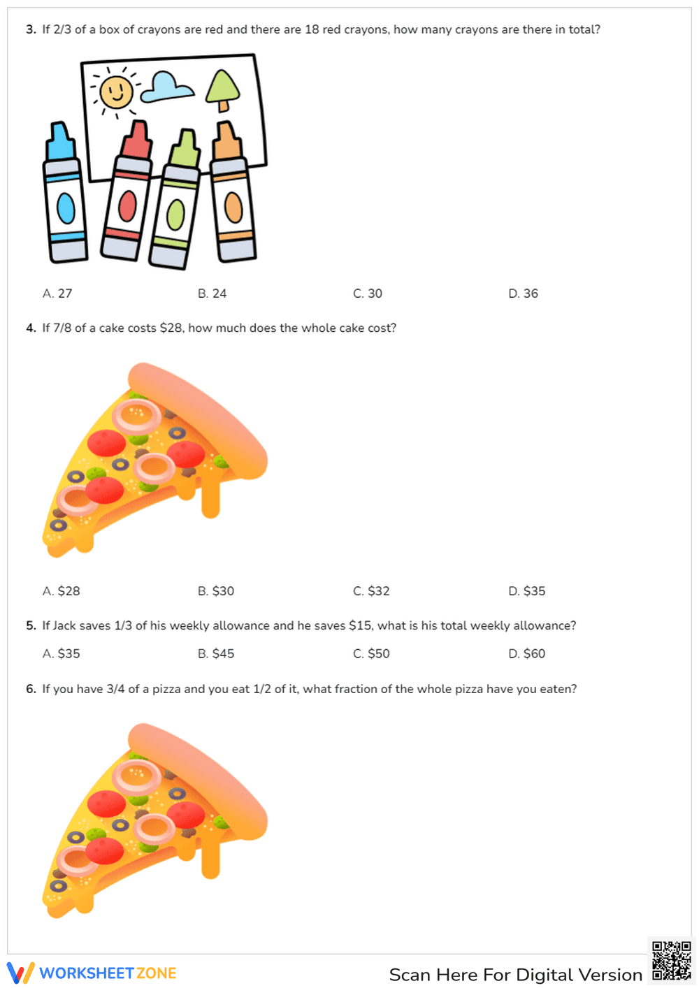 Fractions of a Number: Real-World Word Problems - Page 2