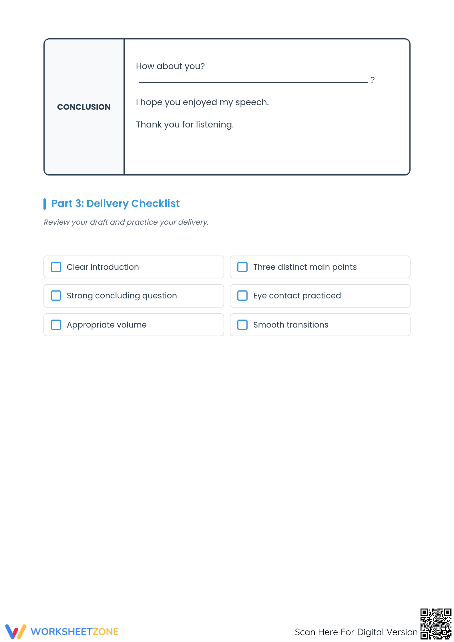 Printable Speech Outline Worksheet | Grade 7 ELA - Page 3