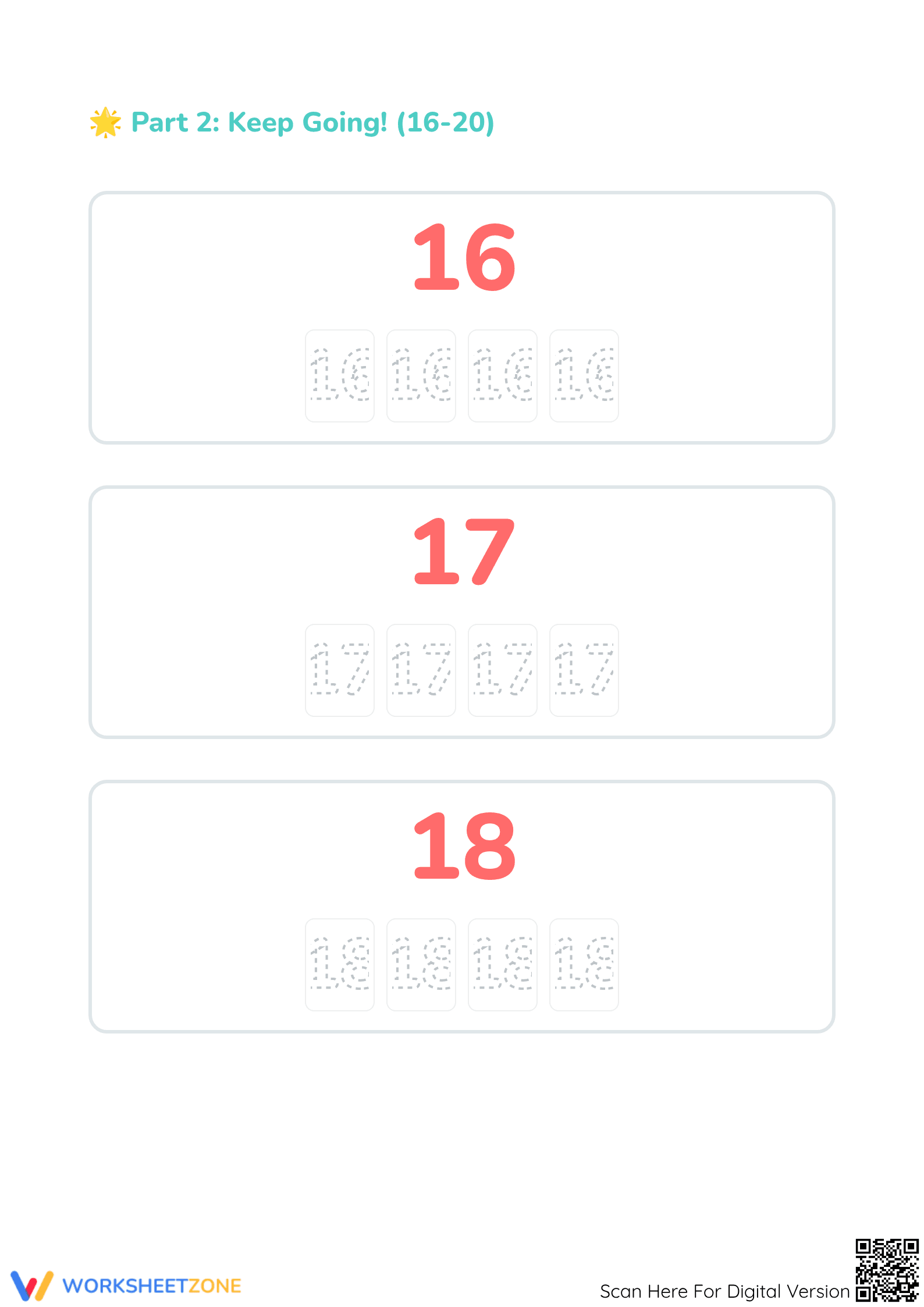 Tracing Numbers 11-20 | Essential Preschool Math - Page 3