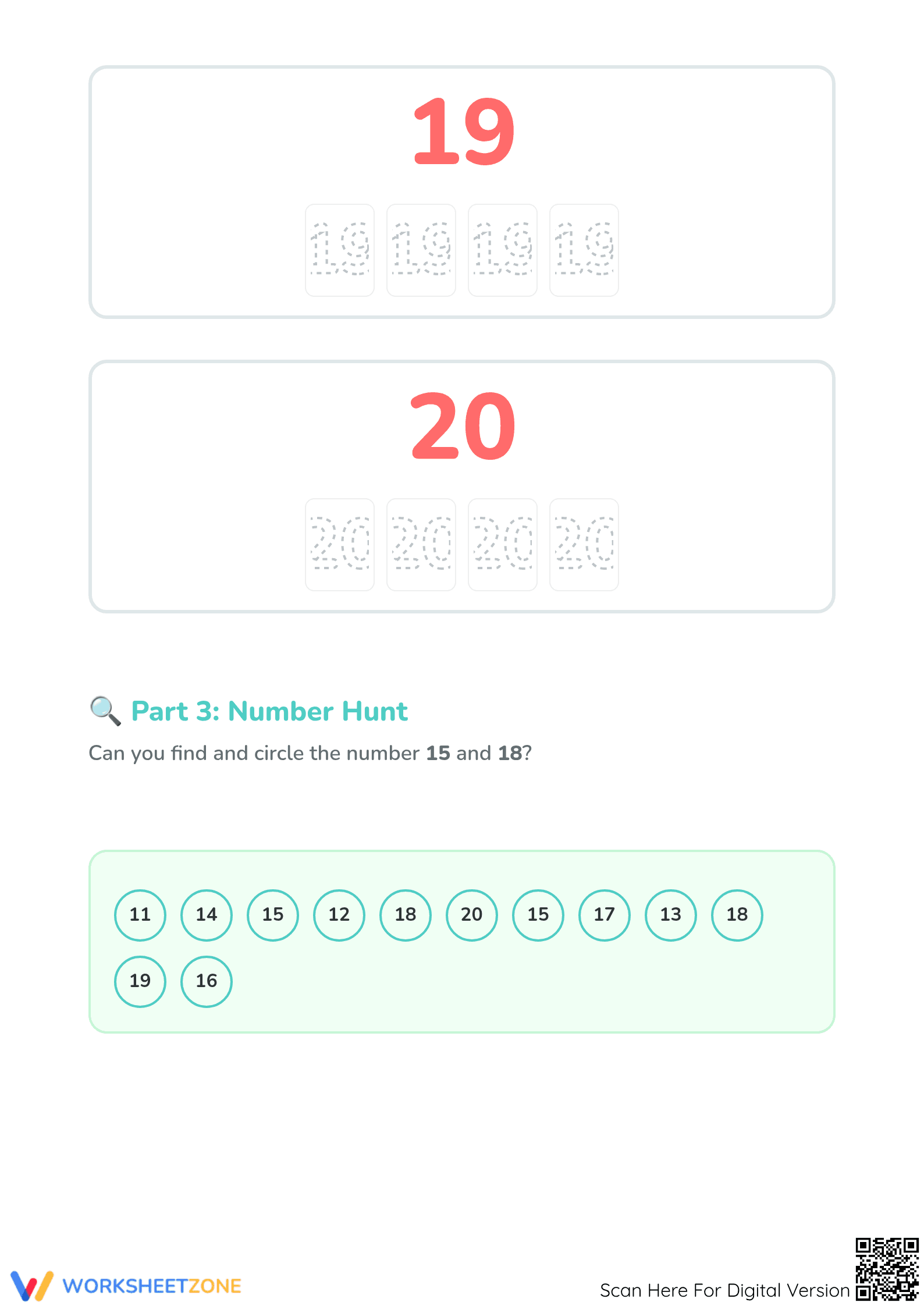 Tracing Numbers 11-20 | Essential Preschool Math - Page 4