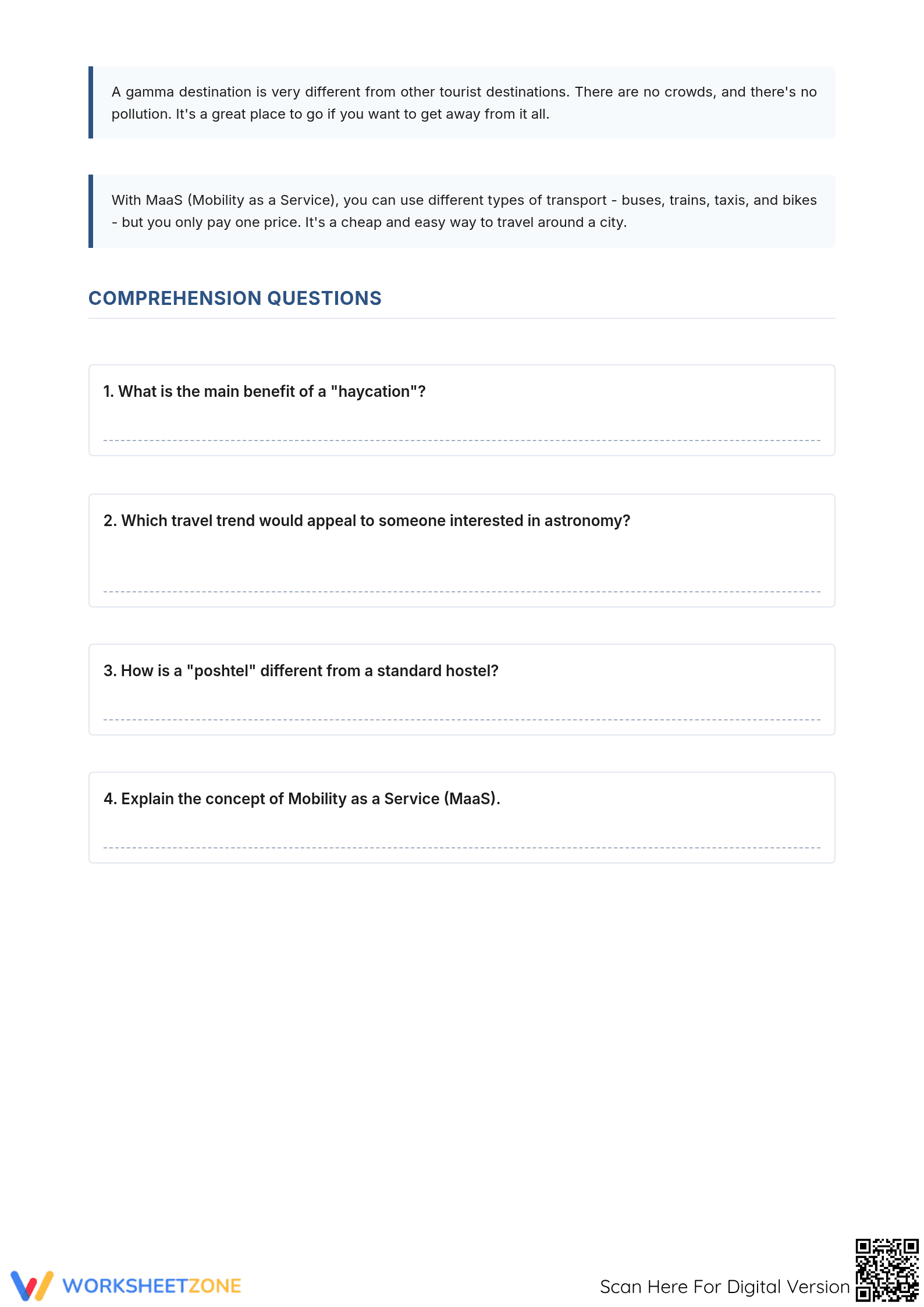 Grade 12 Travel Trends — Printable No-Prep Worksheet - Page 2